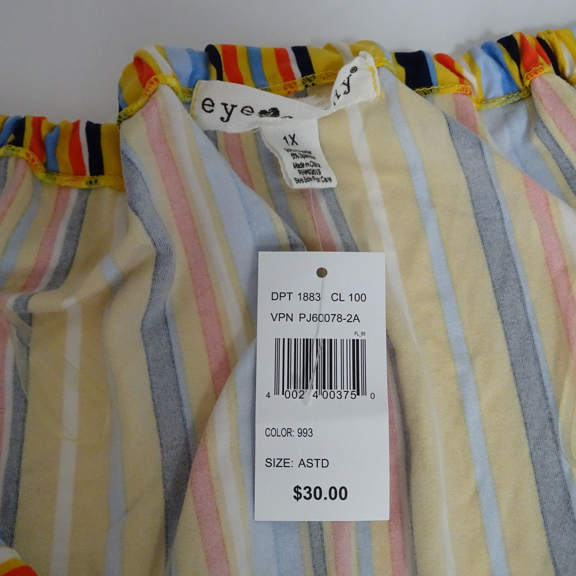 Other Eye Candy Multicolor Striped Off-Shoulder Jumpsuit Size 1X Size 40" / US 18 - 9 Thumbnail