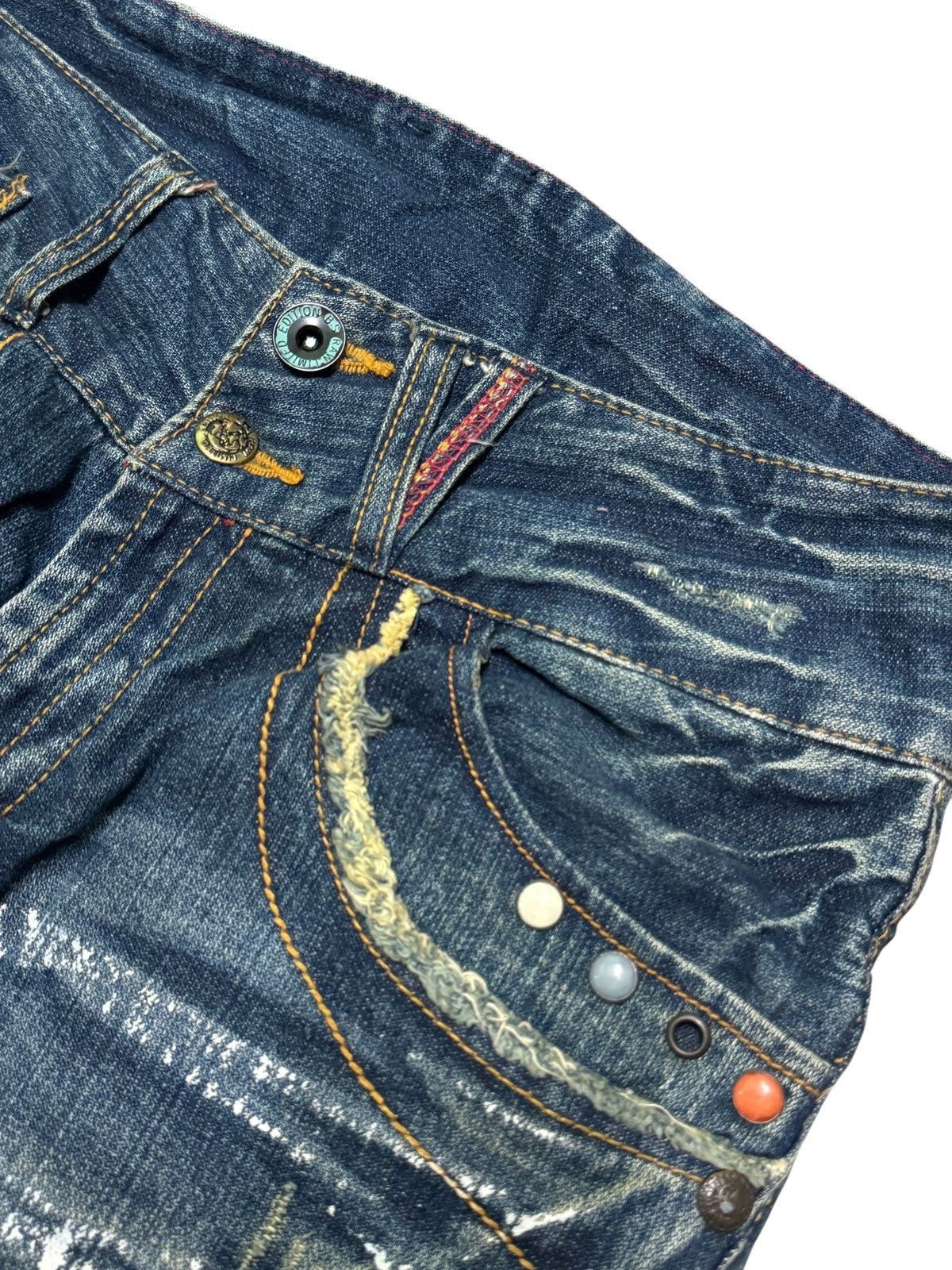 Hysteric Glamour BS RAW Distressed White Paint Splash Studded Washed De Size US 32 / EU 48 - 9 Thumbnail