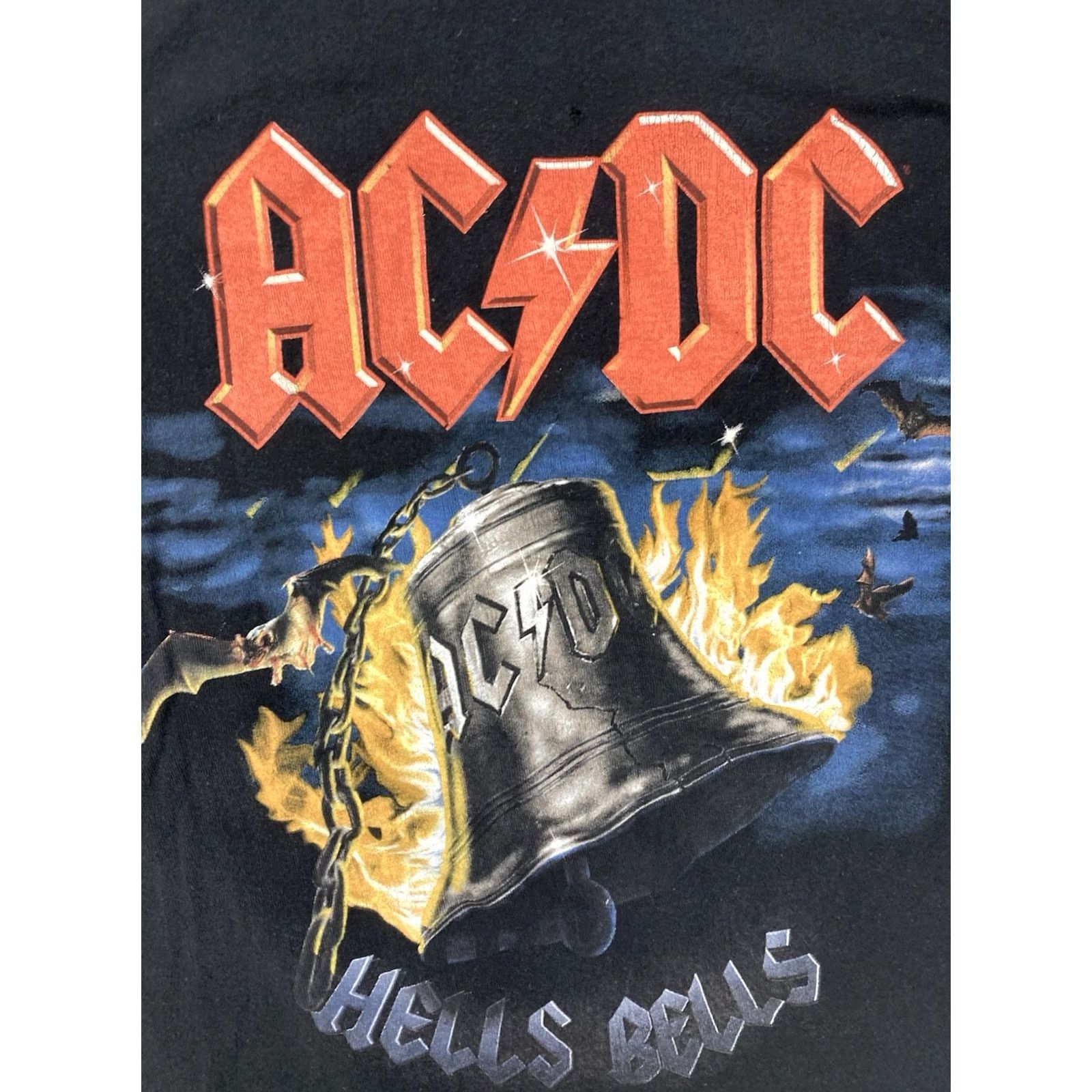 Bell AC/DC Hells Bells Graphic T-shirt Women XS Black Shirt | Music Rock Casual Short Sleeve Crew Neck Pullover着 Size XS / US 0-2 / IT 36-38 - 2 Thumbnail