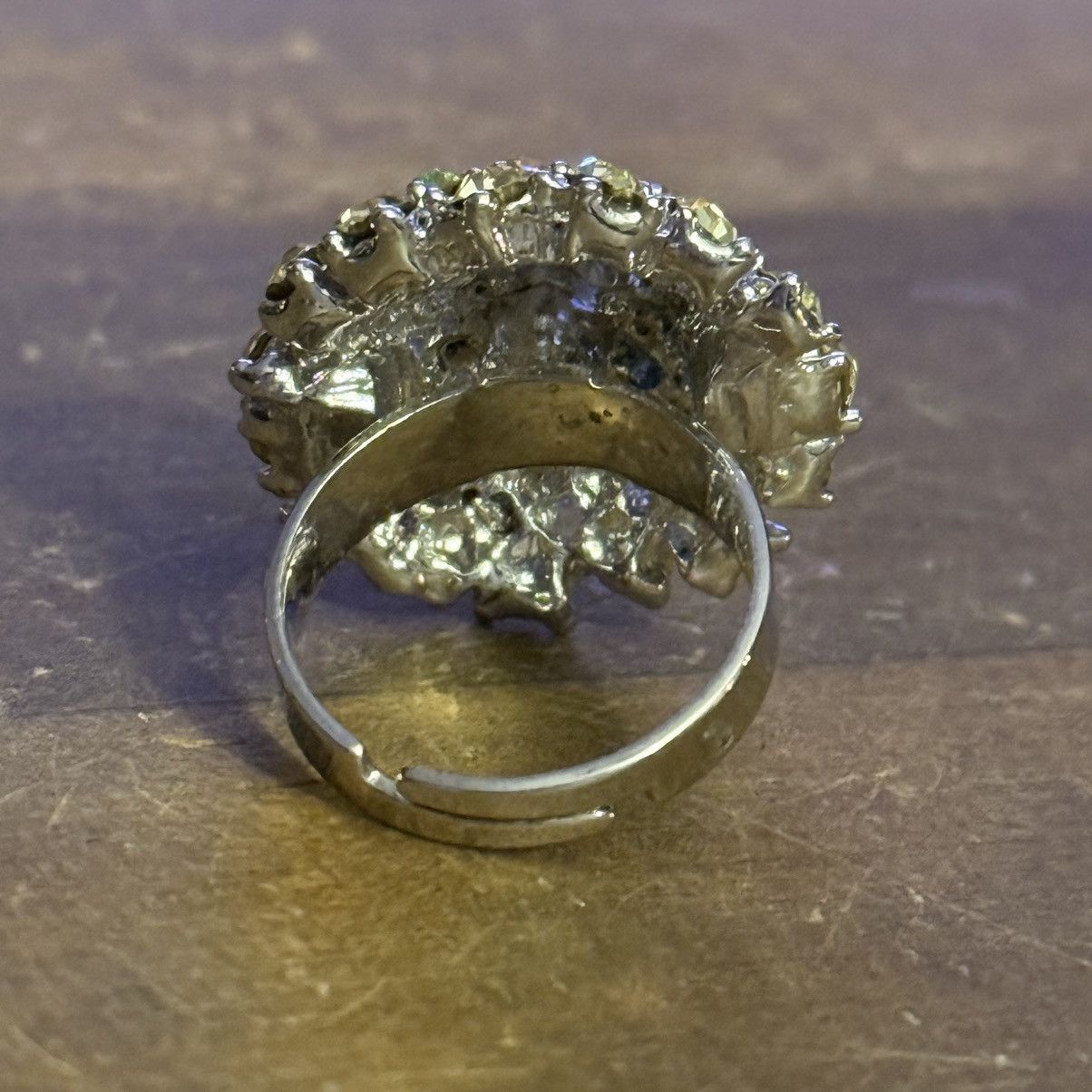 Vintage Vintage silver tone light green rhinestones cluster ring Size ONE SIZE - 6 Thumbnail
