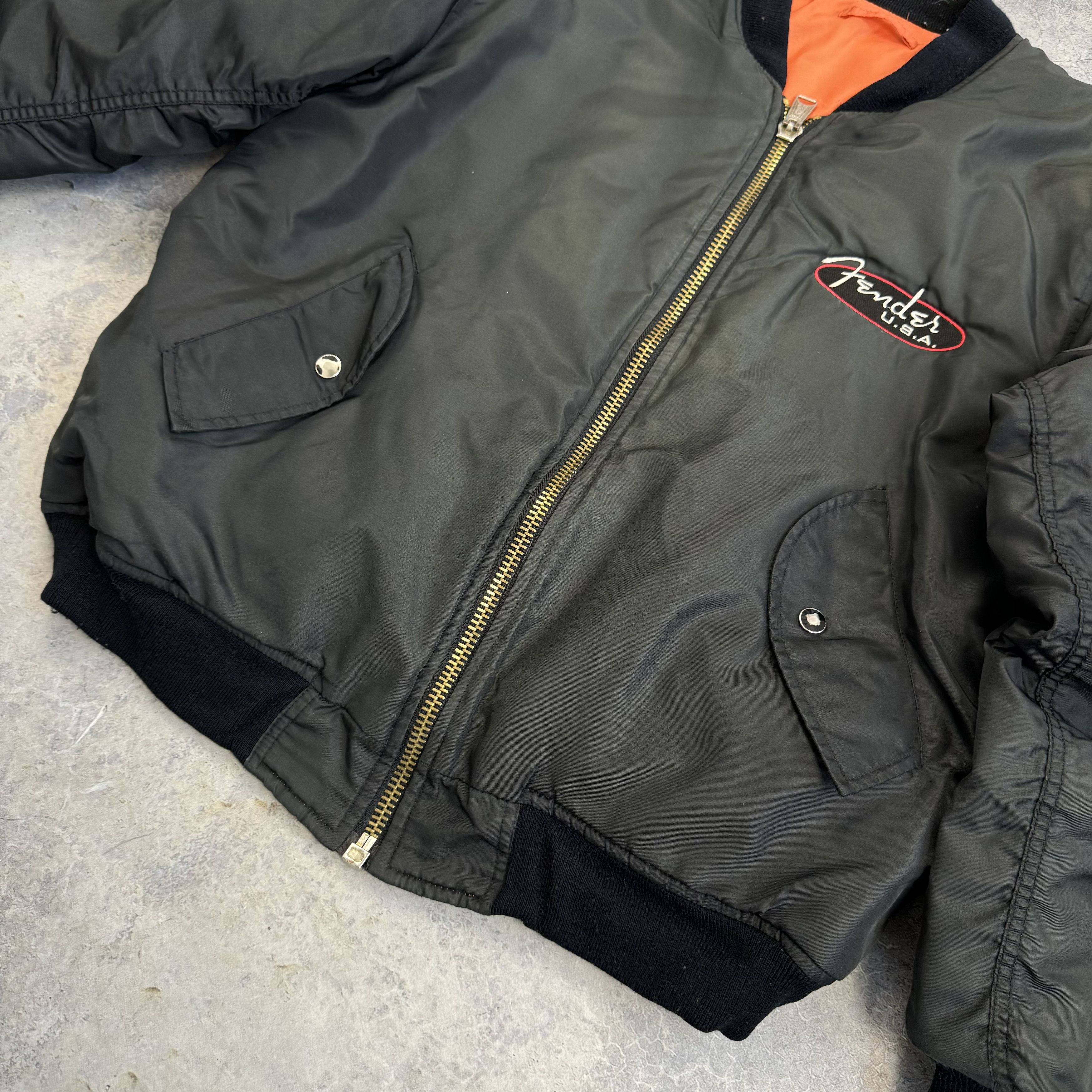 Vintage 90's FADED FENDER USA GUITAR MA-1 BOMBER FLIGTH JACKET Size US M / EU 48-50 / 2 - 6 Thumbnail