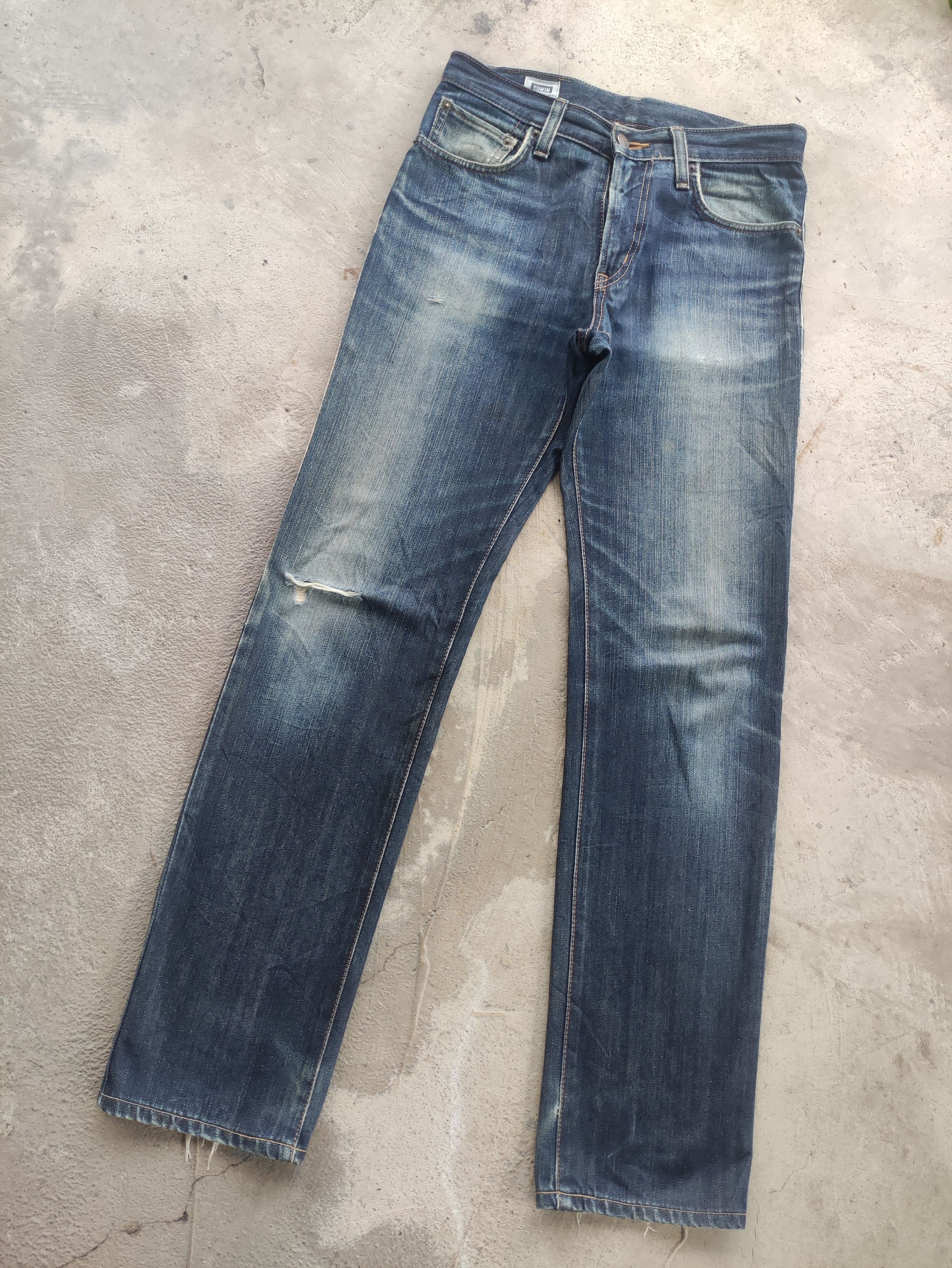 Edwin Vintage Edwin 403 Japan Jean Distressed Faded Denim Size US 32 / EU 48 - 2 Thumbnail