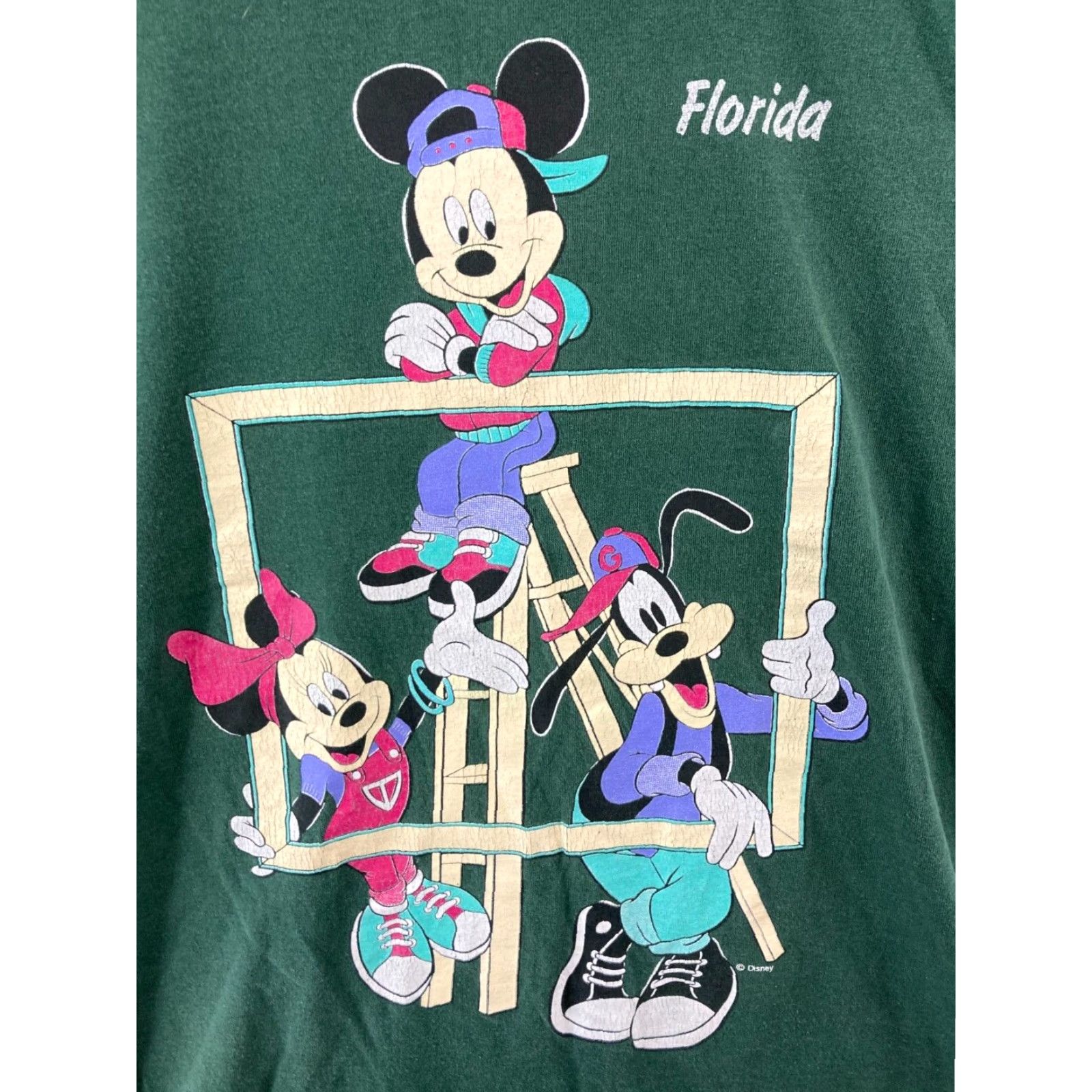 Disney VINTAGE Disney Mickey Mouse T-Shirt XL Green Graphic Print 90s Mens Size US XL / EU 56 / 4 - 4 Thumbnail