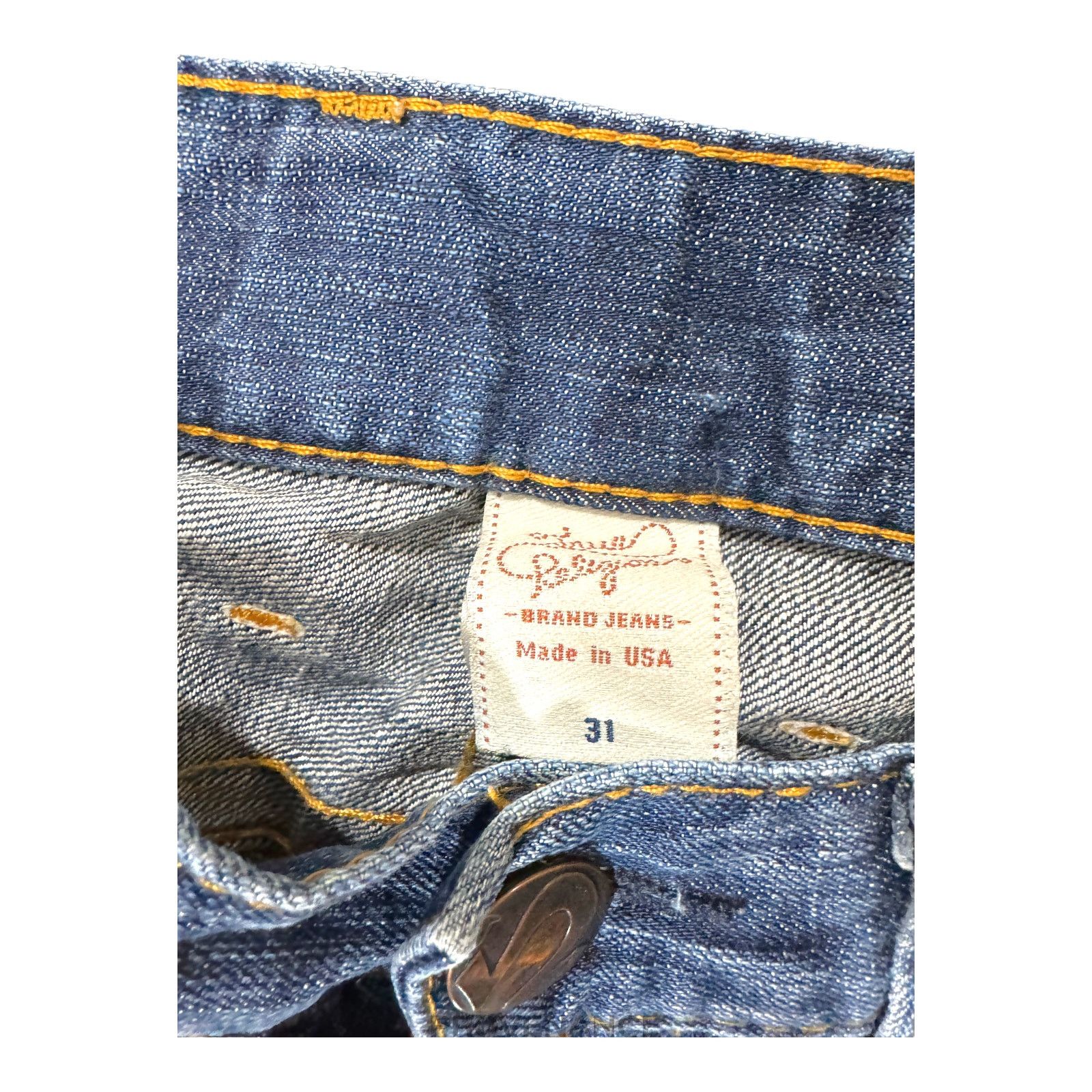 True Religion 🔴 True Religion Blue Denim Jeans - Brown Suede Trim - 31 Size US 31 - 6 Thumbnail