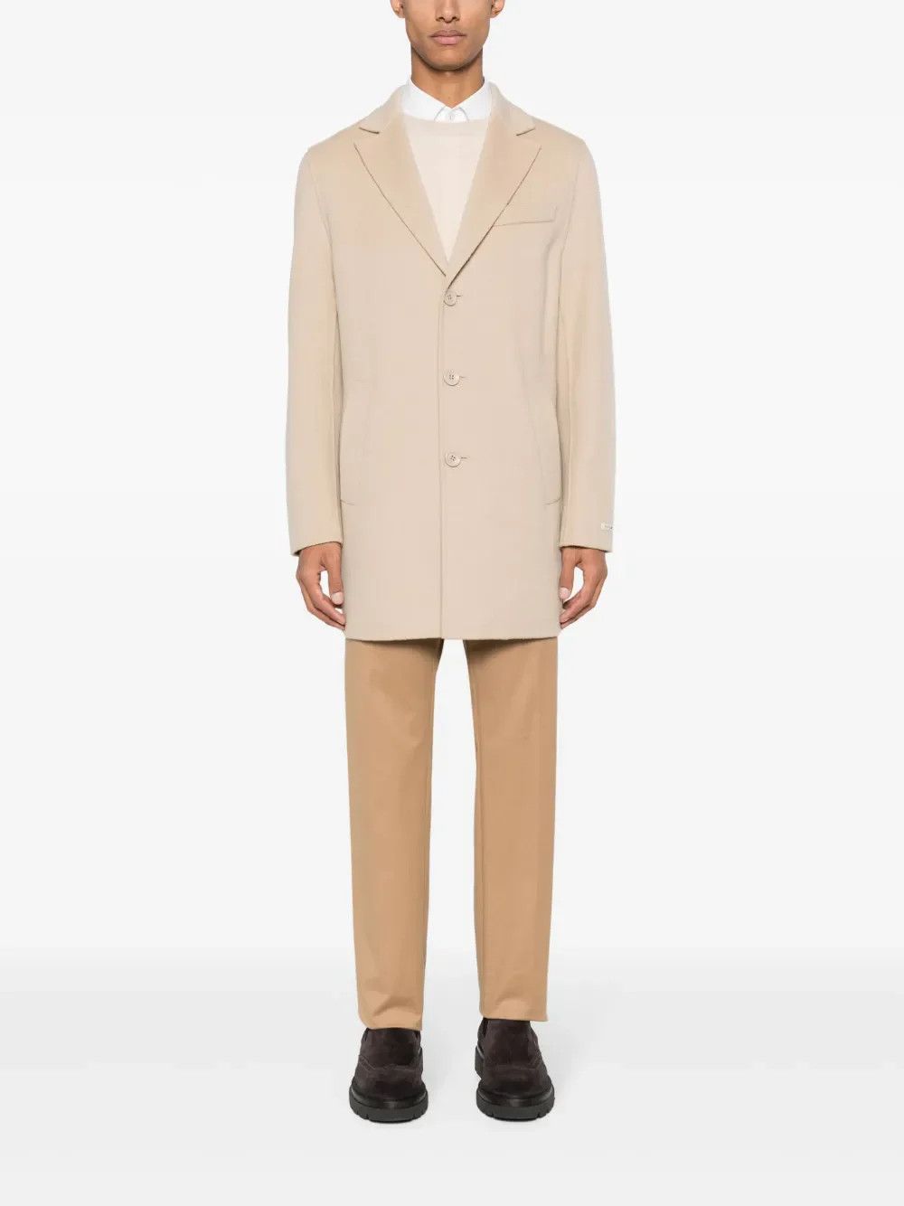 Other Paltò Mens Cream Geraldo Single Breasted Coat Size US L / EU 52-54 / 3 - 4 Thumbnail