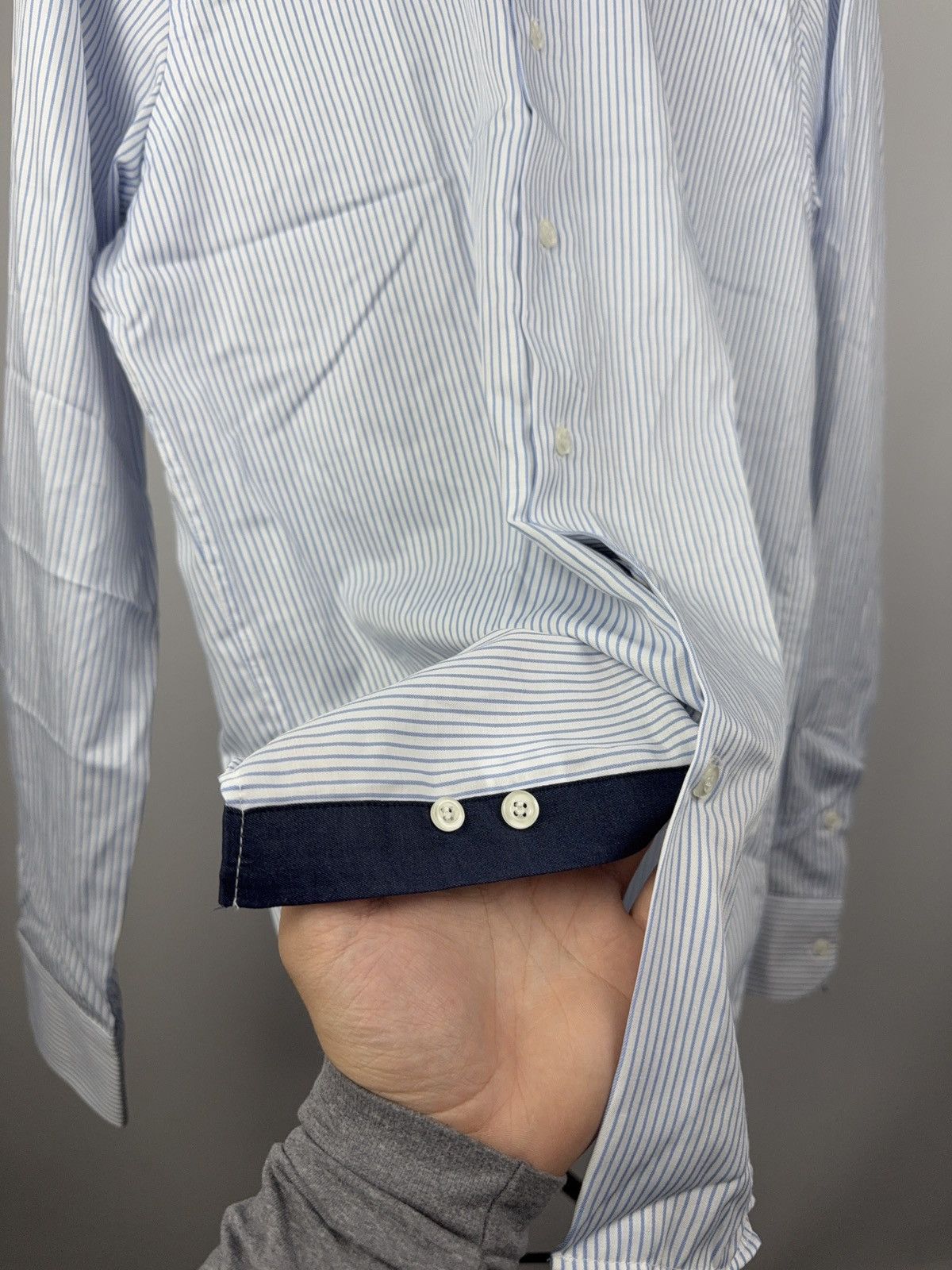 Bogner Luxury Bogner Striped Button Down Cotton Shirt Blue White Size US M / EU 48-50 / 2 - 8 Thumbnail