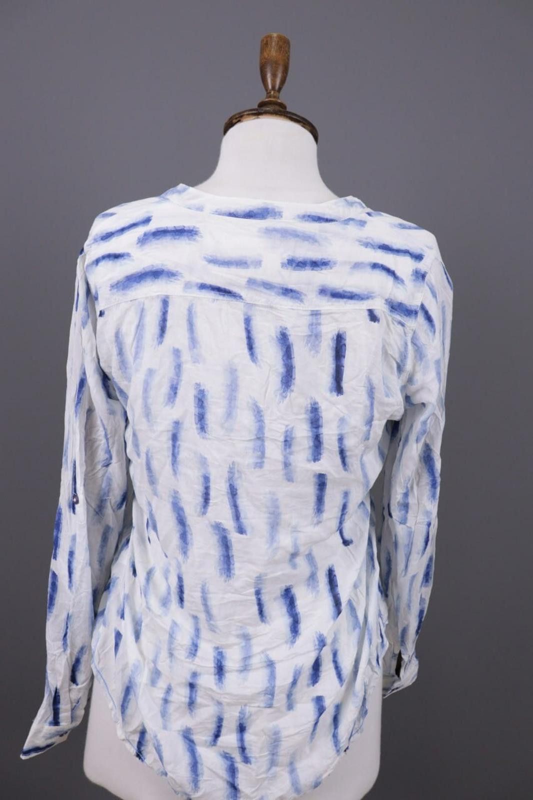Designer Emily Van Den Bergh White Blue Henley Blouse Shirt Size 38 Size M / US 6-8 / IT 42-44 - 10 Thumbnail