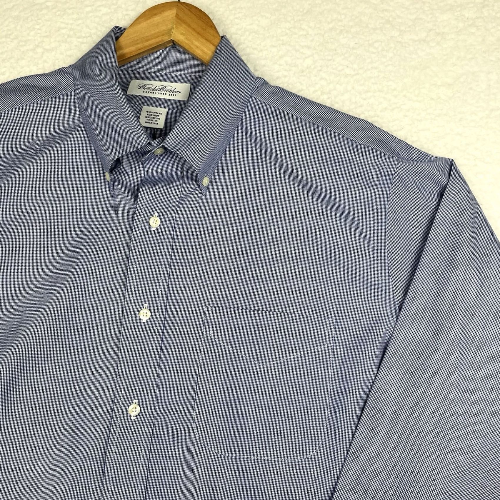 Brooks Brothers Brooks Brothers Oxford Button Down Shirt Blue 16.5-34/5 Cotton Houndstooth Dress Shirt Men Regular Button-Down Non-Iron Long Sleeve Size US S / EU 44-46 / 1 - 2 Thumbnail
