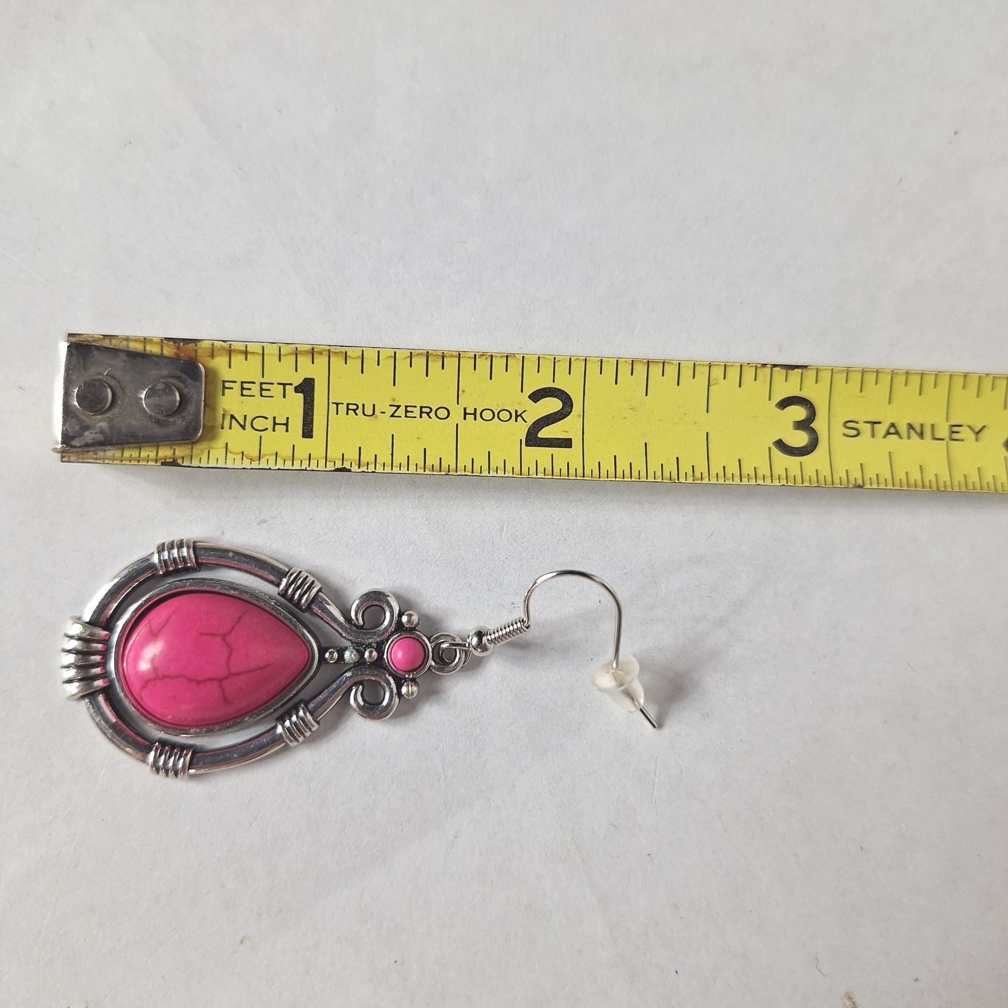Other Pink Faux Turquoise Teardrop Dangle Earrings Western Boho Ch Size ONE SIZE - 3 Thumbnail