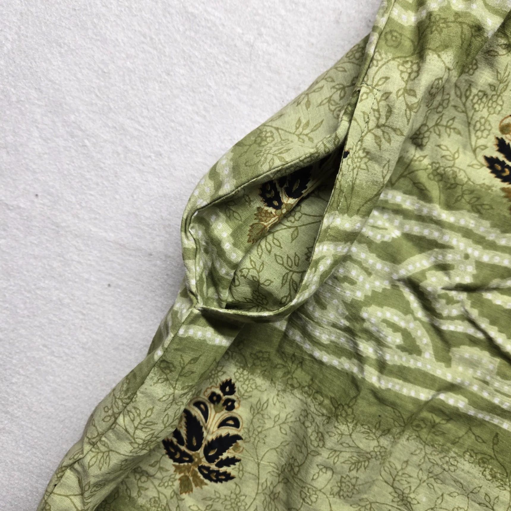 Vintage VINTAGE Meant to Be Floral Green Shift Dress Short Sleeve Pockets Adult Women's L Size 36" / US 14 / IT 50 - 4 Thumbnail