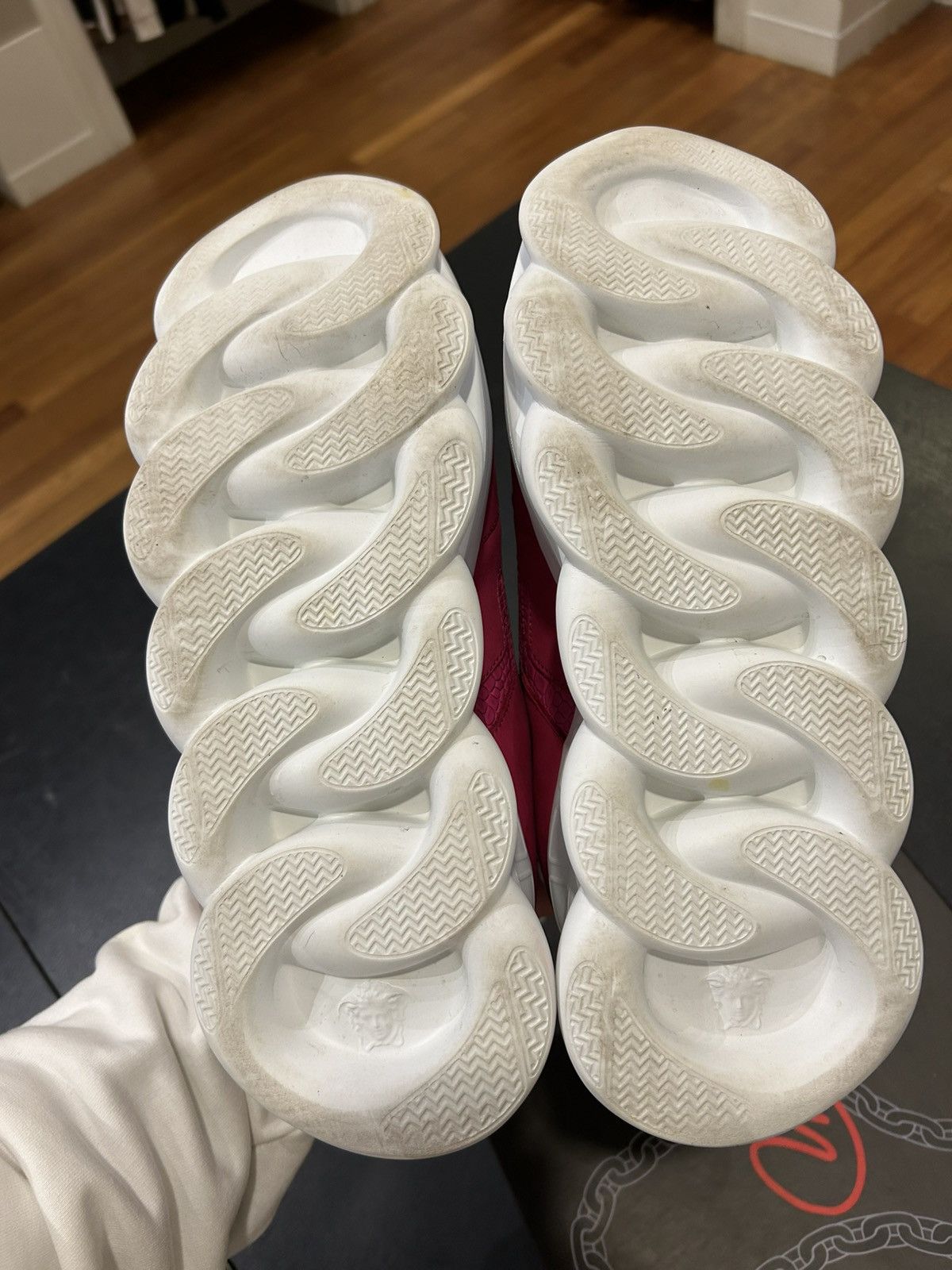 Versace Versace Chain Reaction Sneaker - Pink Suede Size US 11 / EU 44 - 5 Thumbnail