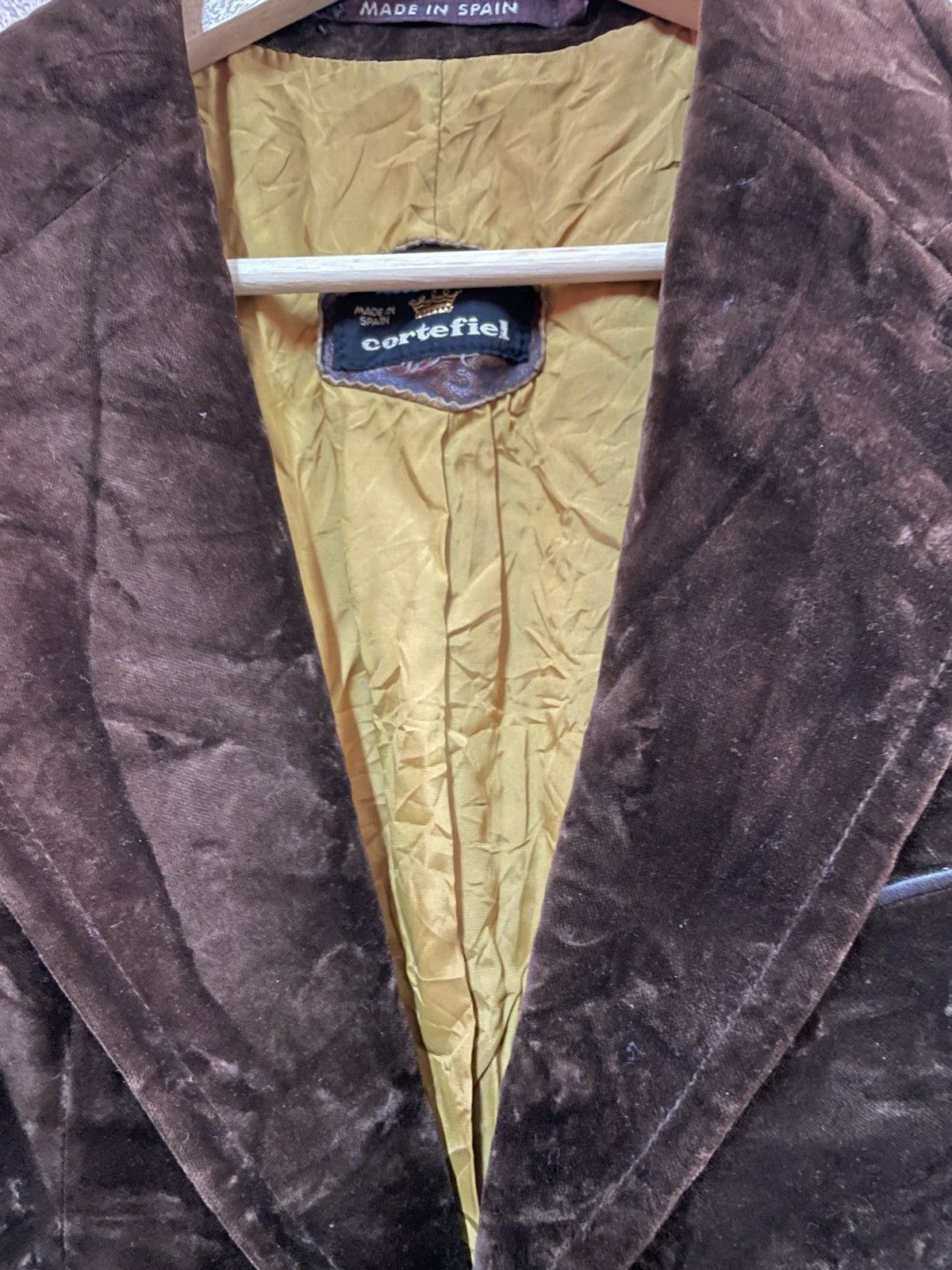 Designer × Vintage Vintage Cortefiel brown velvet coat jacket menswear sz38 Size 38S - 5 Thumbnail