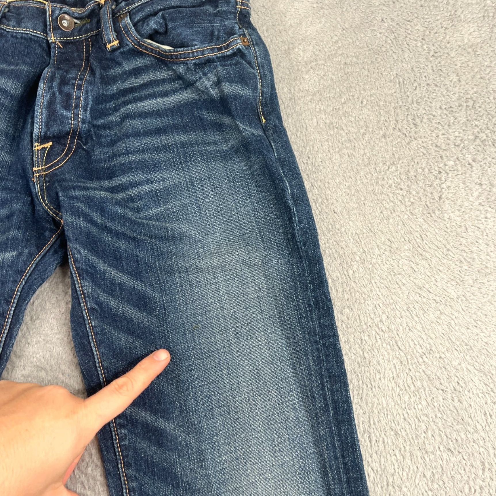 Abercrombie & Fitch VINTAGE Abercrombie & Fitch Baxter Jeans Mens Size 31x30 Slim Boot 5-Pocket Denim Blue Distressed Low Rise Slim Bootcut Regular 31 Inseam Mens Size US 31 - 2 Thumbnail