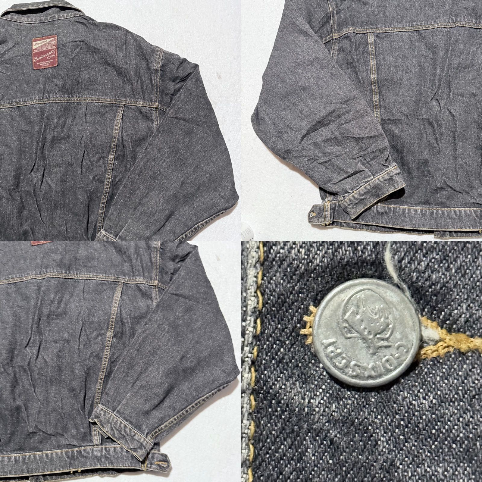 Denime Vintage Cedixsept Trucker Jacket Mens Black Denim Boxy Biker - 2XL Size US XXL / EU 58 / 5 - 8 Thumbnail