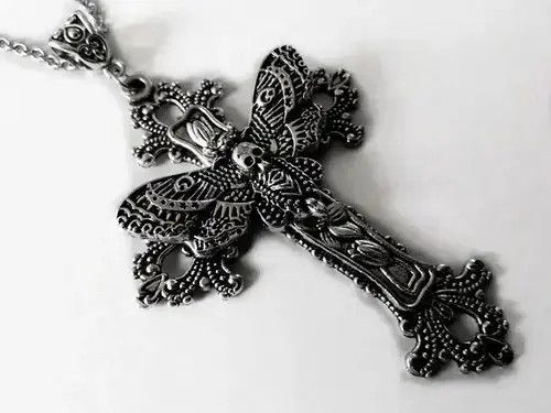 Jewelry Large Moth Cross Necklace Size ONE SIZE - 3 Thumbnail