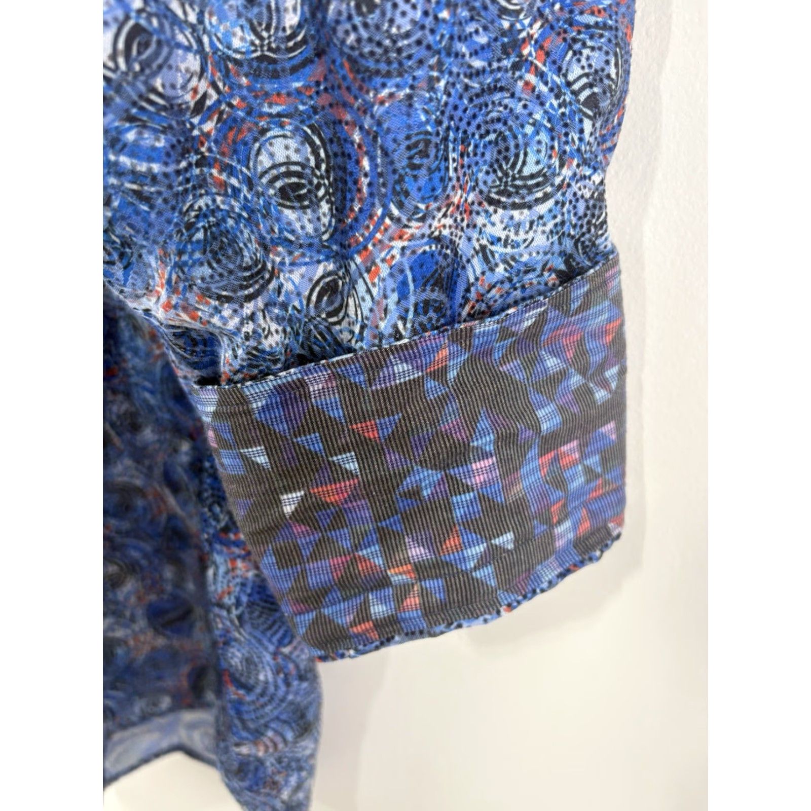 Vintage Visconti Black Multi Geometric Button Up Dress Shirt Men’s Size 3XLB Size 48R - 4 Thumbnail