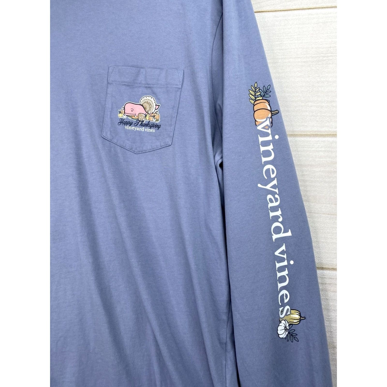 Vineyard Vines Vineyard Vines Shirt Mens L Blue Pocket Cotton Whale Happy Thanksgiving Holiday Shirt Size US L / EU 52-54 / 3 - 2 Thumbnail
