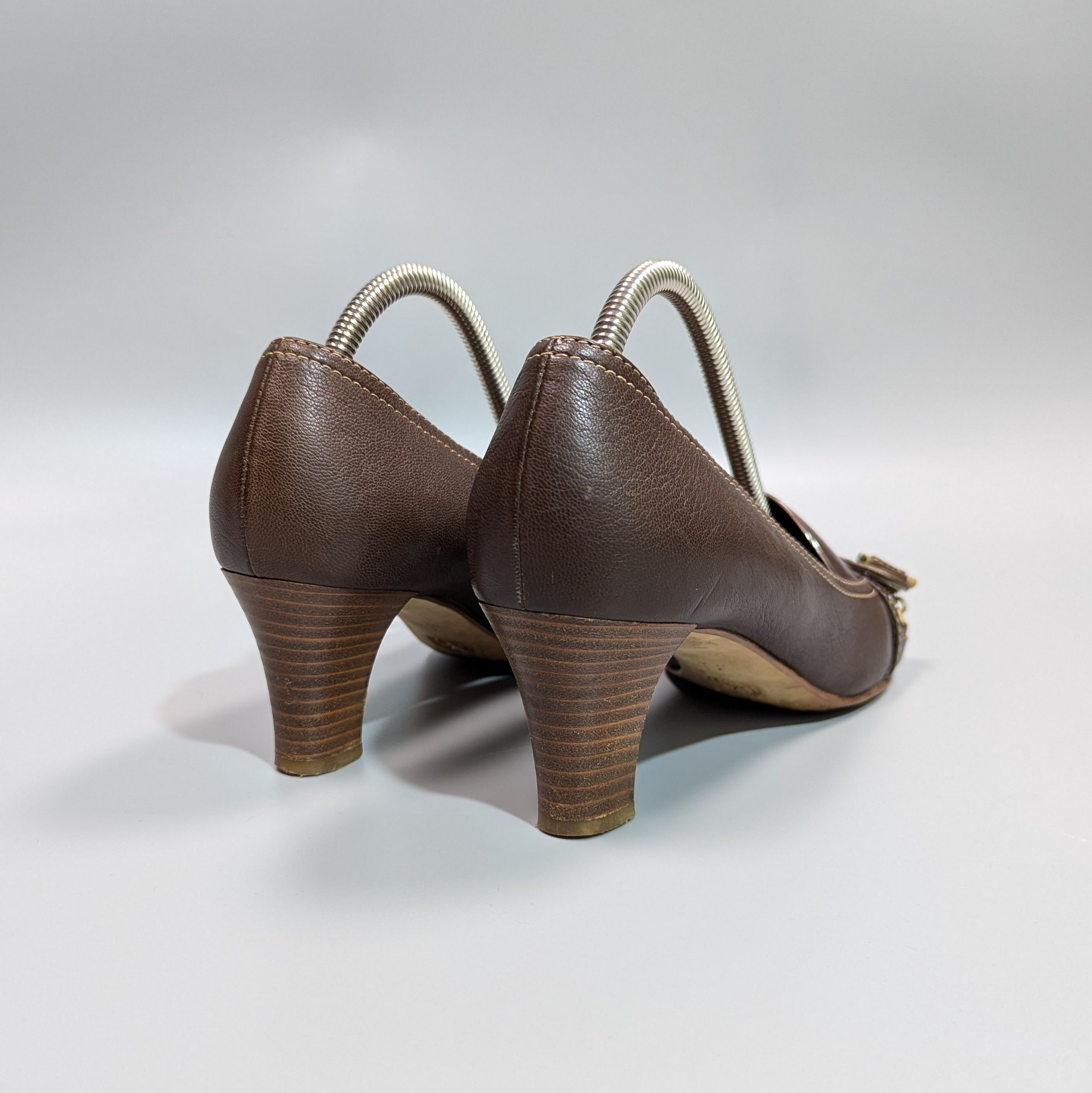 Bally BALLY Women's Leather Brown Open Luxury Shoes Size US 10.5 / IT 40.5 - 11 Thumbnail