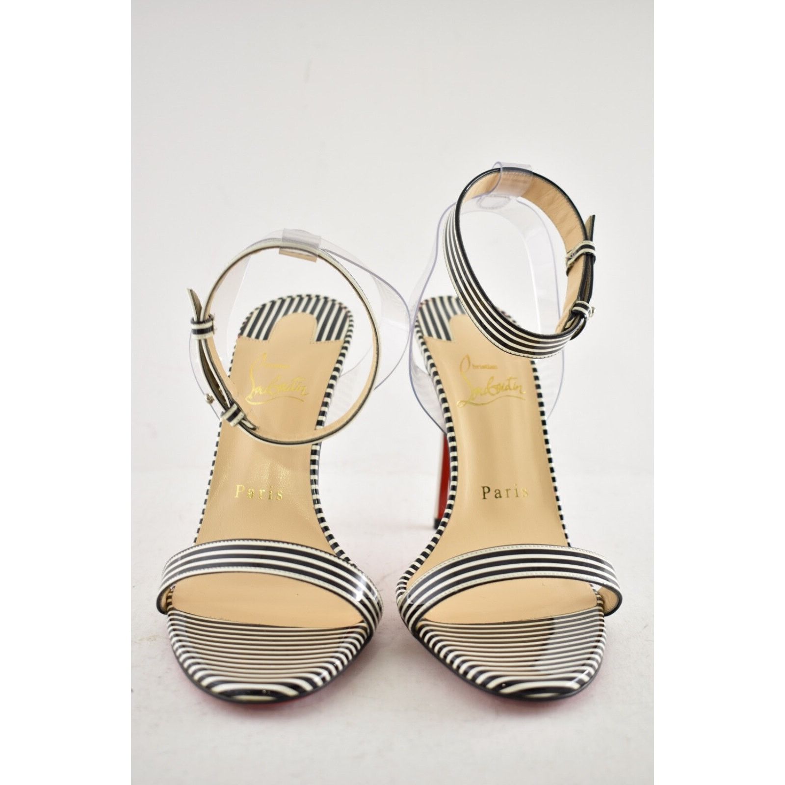 Christian Louboutin Christian Louboutin Jonatina 100 Black White Stripes Patent Size US 7 / IT 37 - 7 Thumbnail