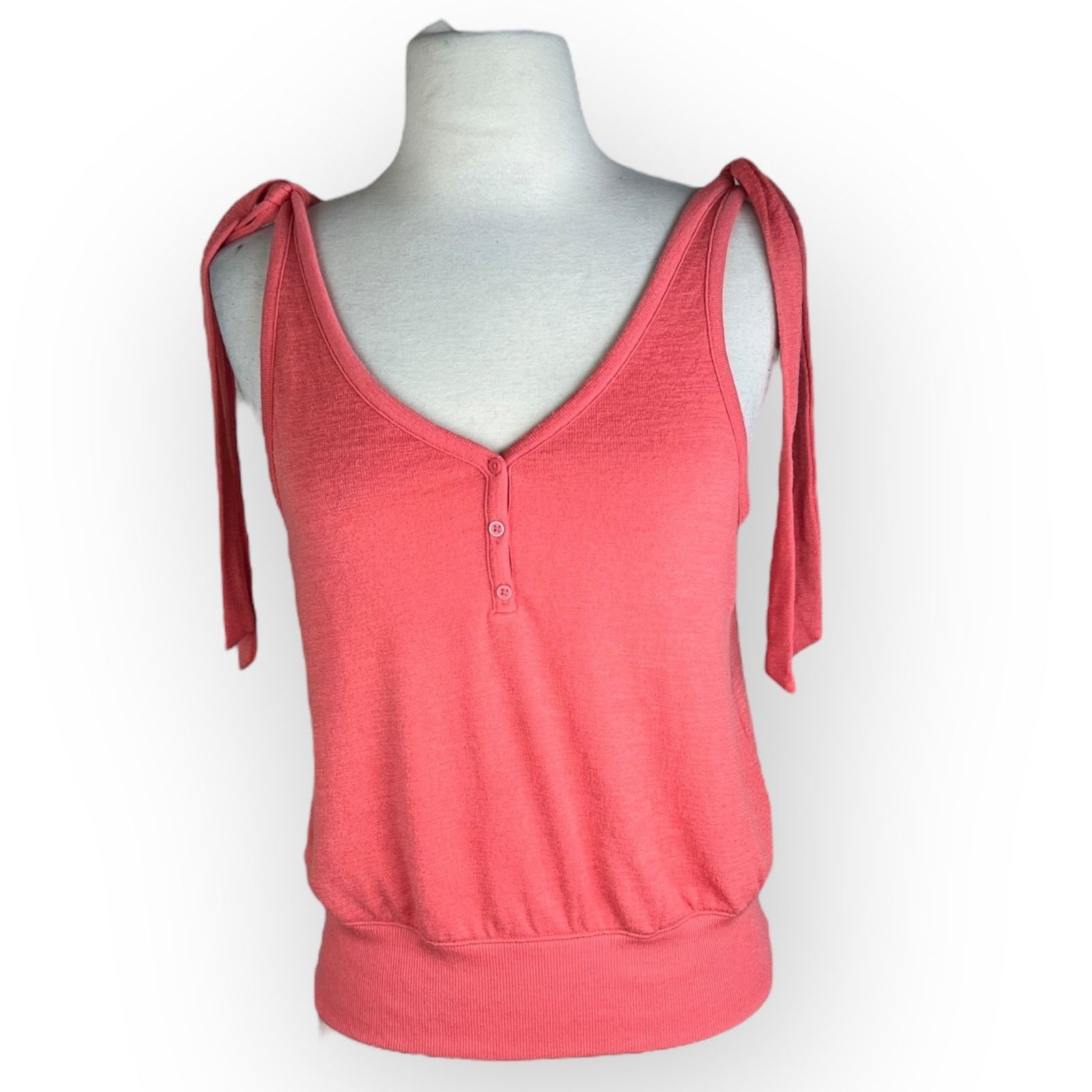 Gap GAP Softspun Tie Strap Tank Top Coral Wite Tag Vintage Size S / US 4 / IT 40 - 5 Thumbnail