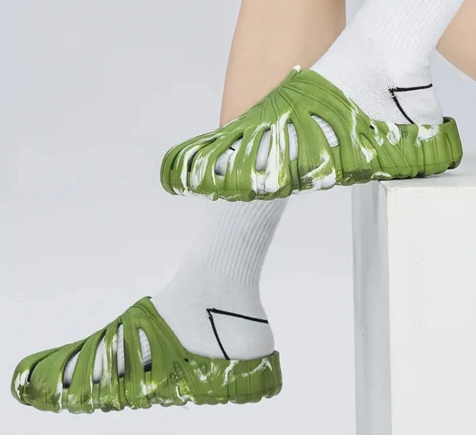 image of Designer Camo Yam Slippers in Green/White, Men's (Size 7)