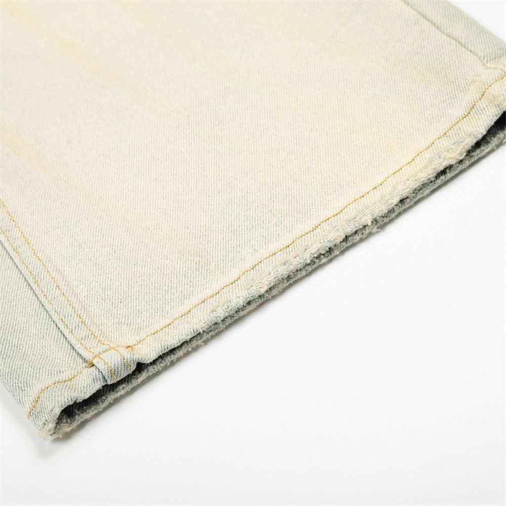 Jean Men's inkjet-painted distressed washed casual straight jeans Size US 32 / EU 48 - 6 Thumbnail