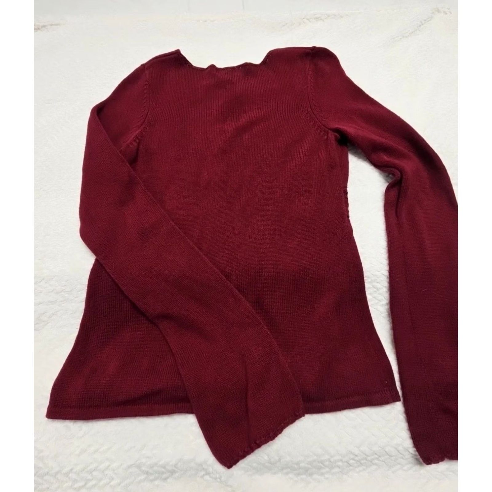 American Eagle Outfitters VINTAGE American Eagle Outfitters Bohemian Women’s Medium Red Crochet Lace Inset Blouse Size M / US 6-8 / IT 42-44 - 2 Thumbnail