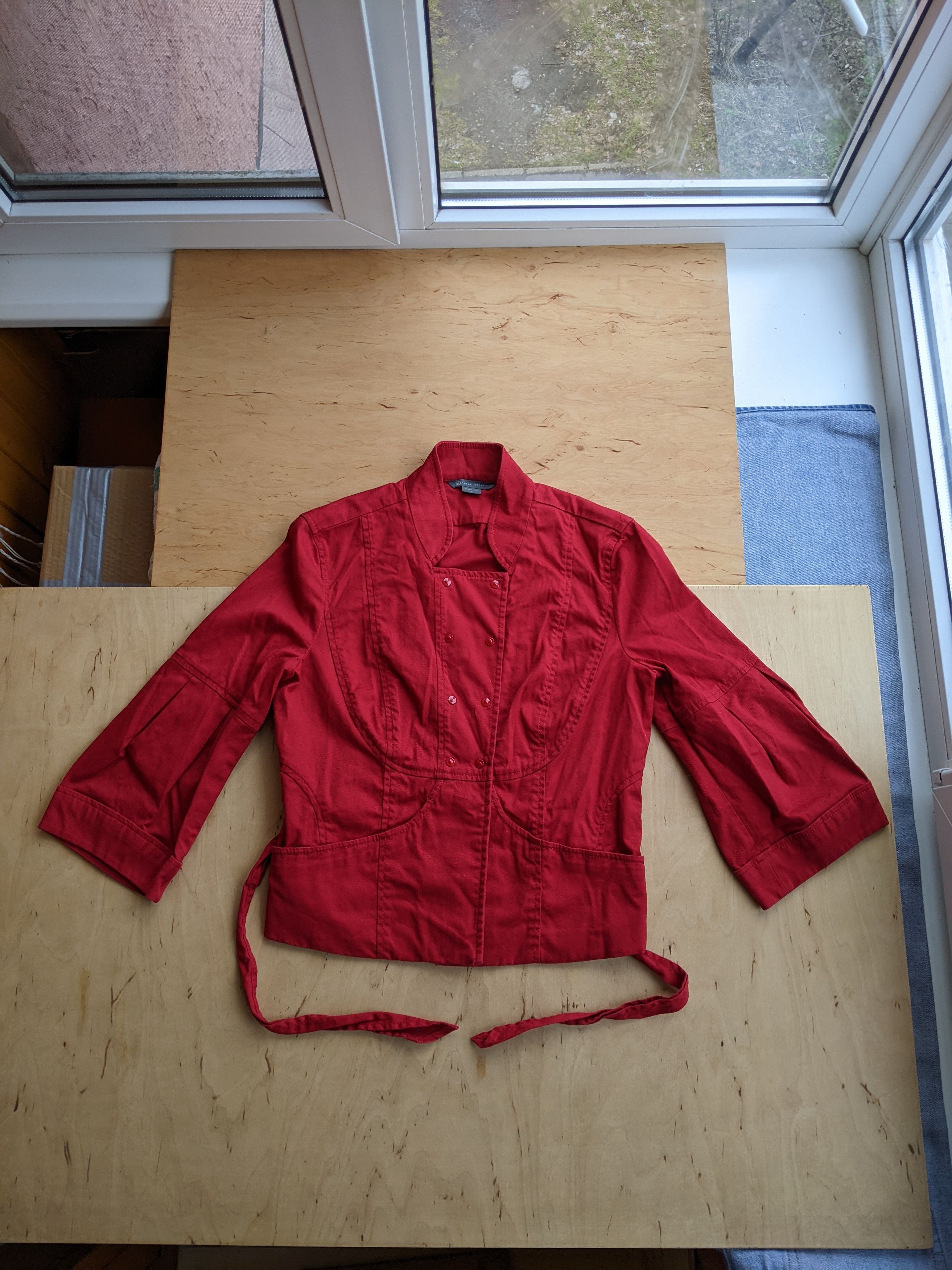 Armani Armani Exchage Red Denim Jacket Kimono Blazer Rundholz Dip Size L / US 10 / IT 46 - 1 Thumbnail