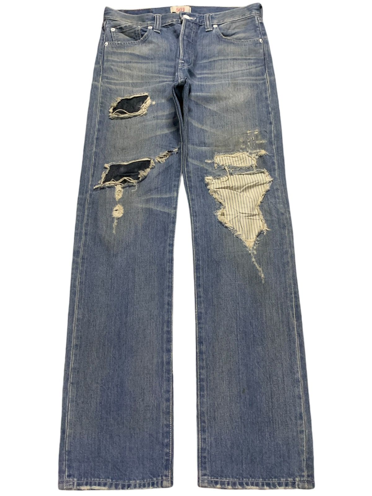 Levi's Vintage 90s Levis 501 Distressed Patched Loose Jeans Size US 31 - 1 Thumbnail