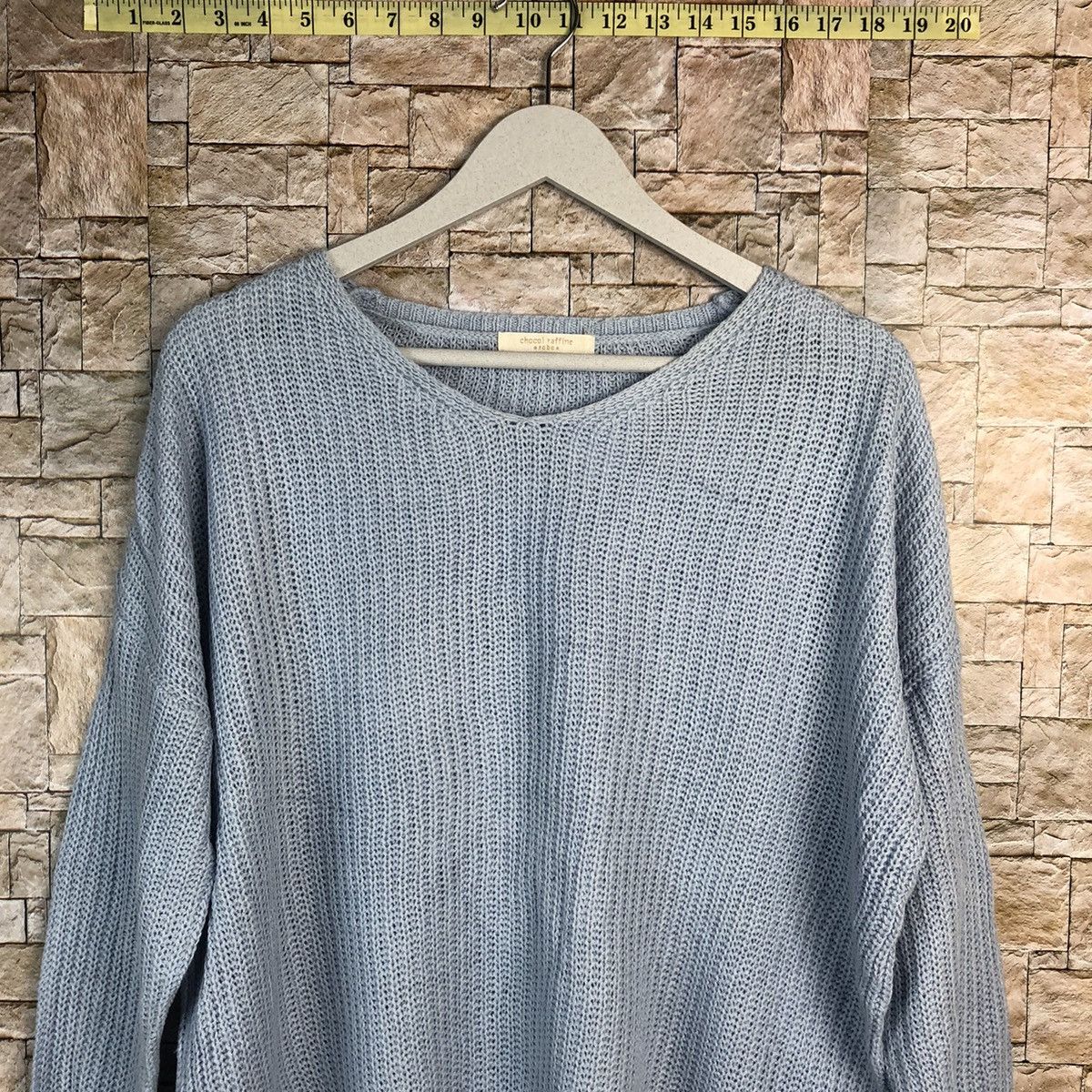 Homespun Knitwear × Japanese Brand Choco Raffine Blue plain Knitwear #A898 Size US M / EU 48-50 / 2 - 5 Thumbnail