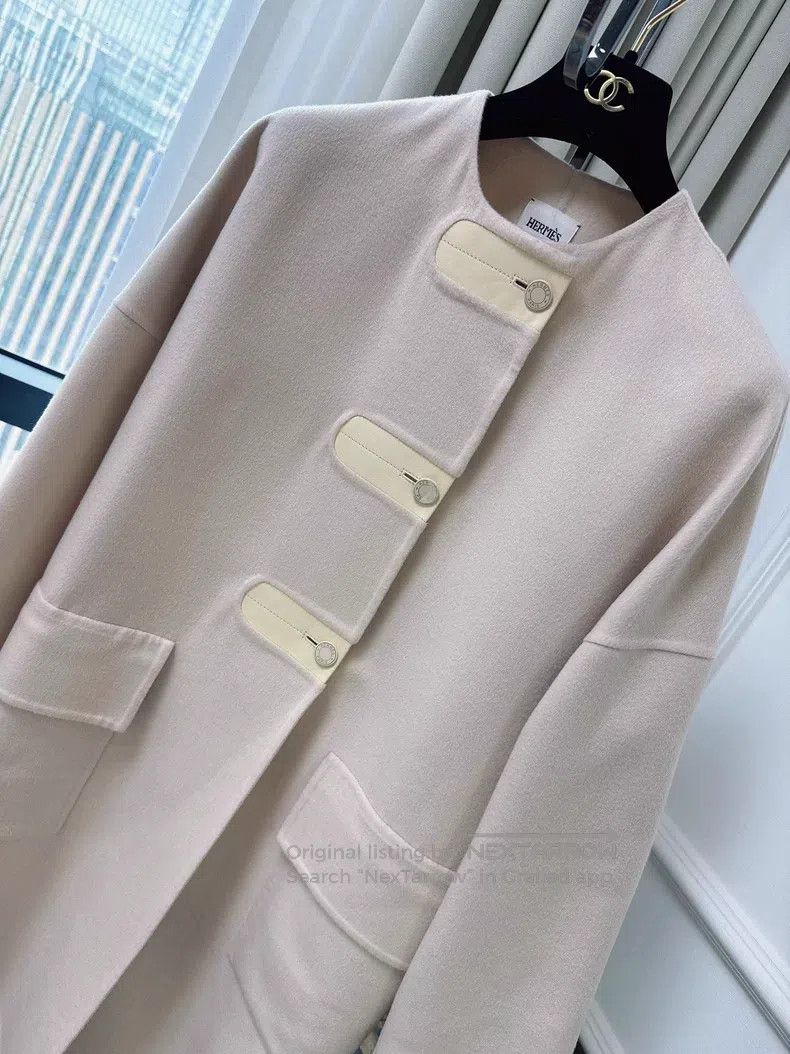 Hermes Hermes Milk Tea Nude Pink Long Sleeve Mid-length Cashmere Size XXS / US 00 / IT 34 - 2 Thumbnail