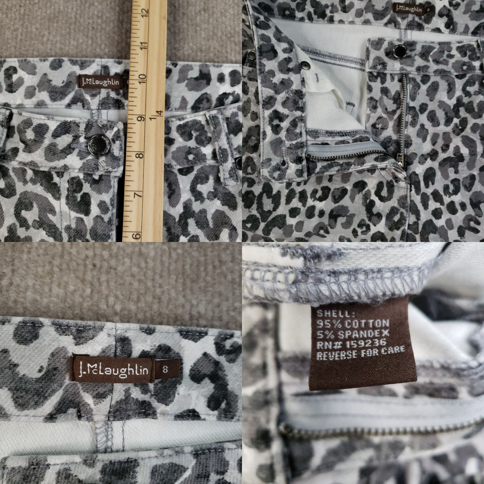 J.McLaughlin VINTAGE J McLaughlin Pants Womens Size 8 Animal Print Cotton Spandex Straight Leg Gray Size 30" / US 8 / IT 44 - 8 Thumbnail