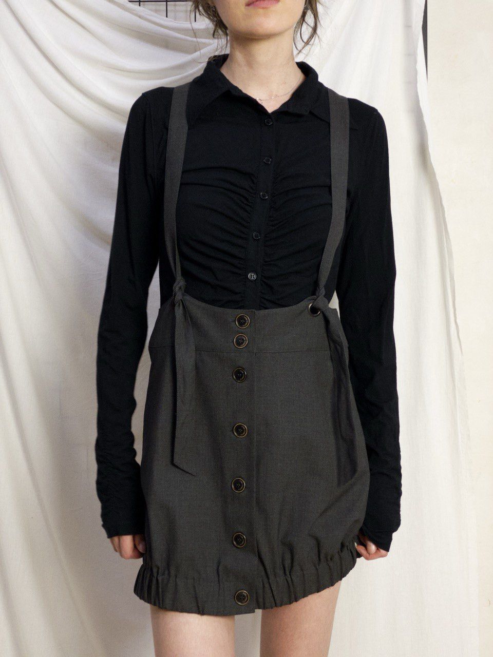 Cop Copine Vintage 90's Cop Copine gray skirt with adjustable braces Size 28" / US 6 / IT 42 - 9 Thumbnail