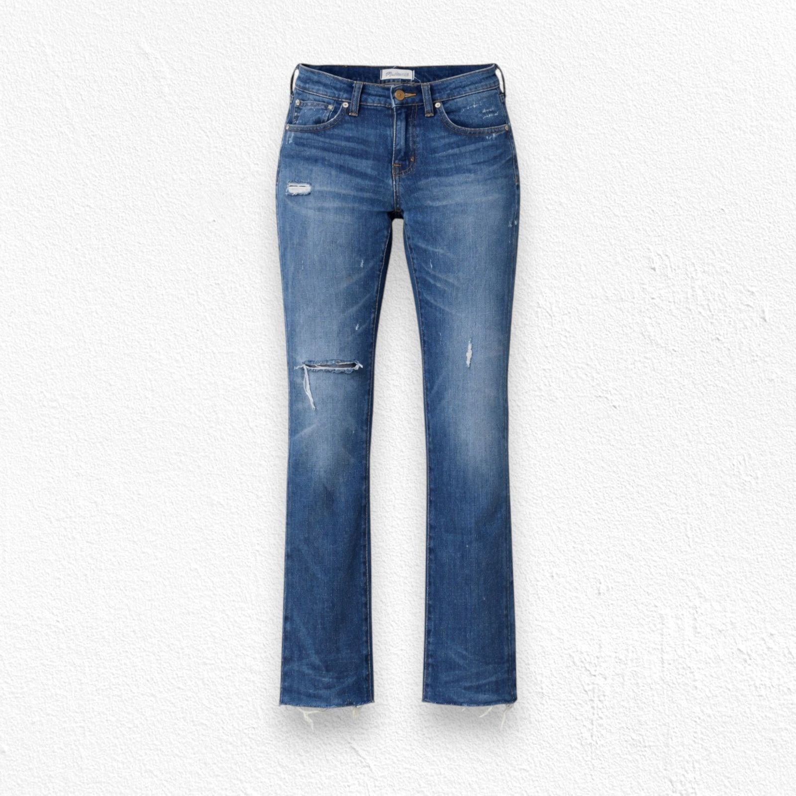 Madewell Madewell Slim Boyjean Raw Hem Distressed Jeans Size 25 Size 25" / US 0 / IT 36 - 1 Thumbnail