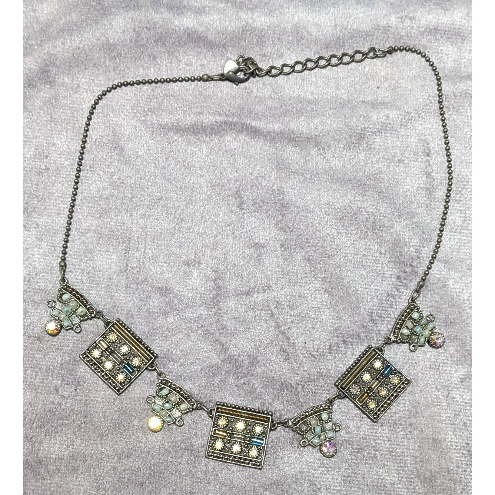 Other Vintage Art Deco Silver Tone Rhinestone Beaded Necklace Size ONE SIZE - 12 Thumbnail