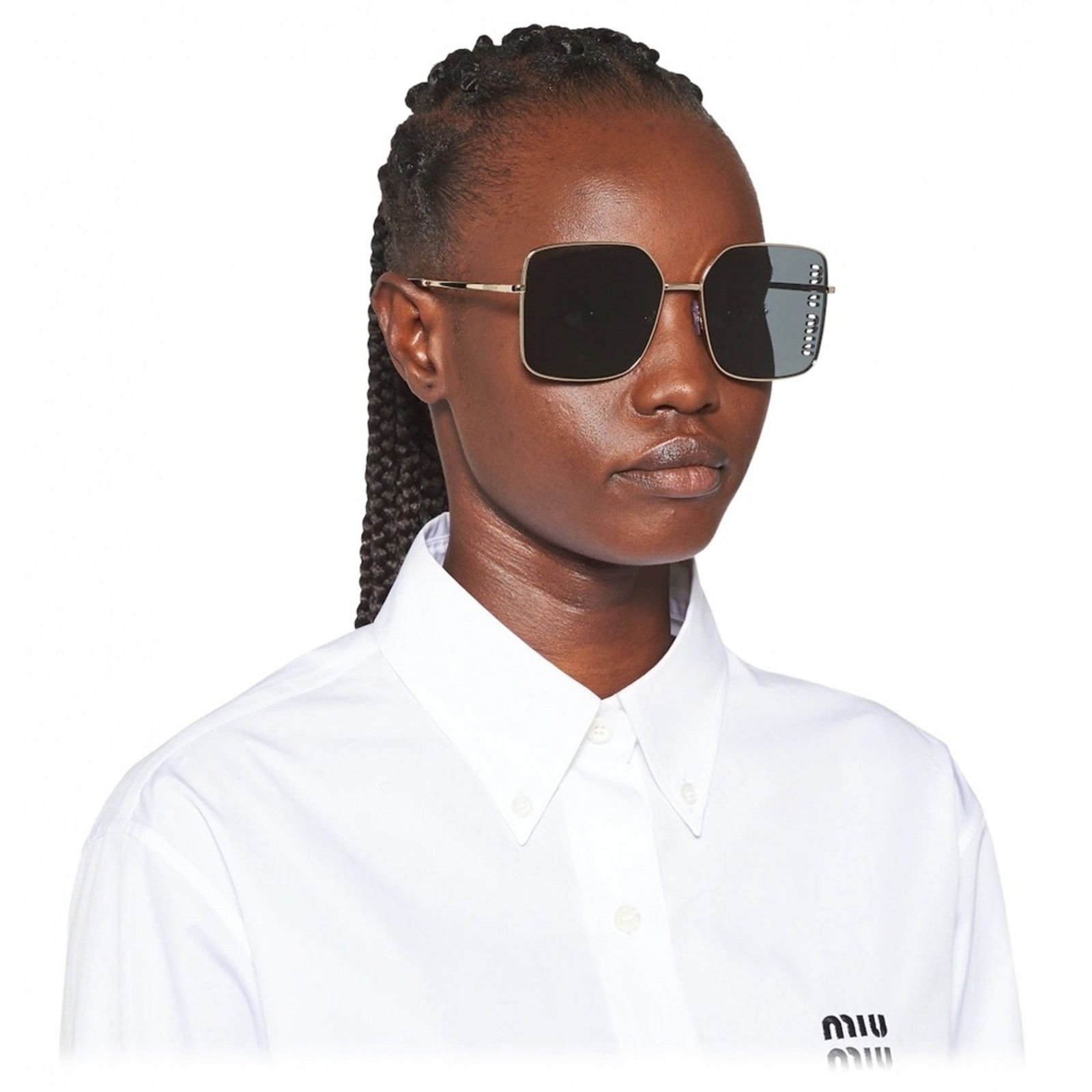 Miu Miu NEW MIU MIU MU56ZS ZVN5S0 Pale Gold Dark Grey 