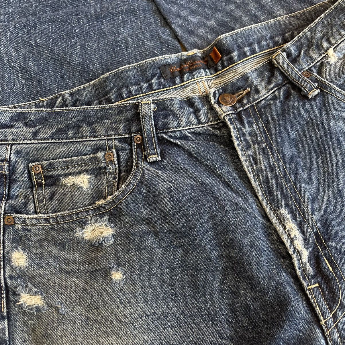 Undercover SS05 "But Beautiful" Distressed Patchwork 60 Denim Jeans Size US 33 - 11 Thumbnail