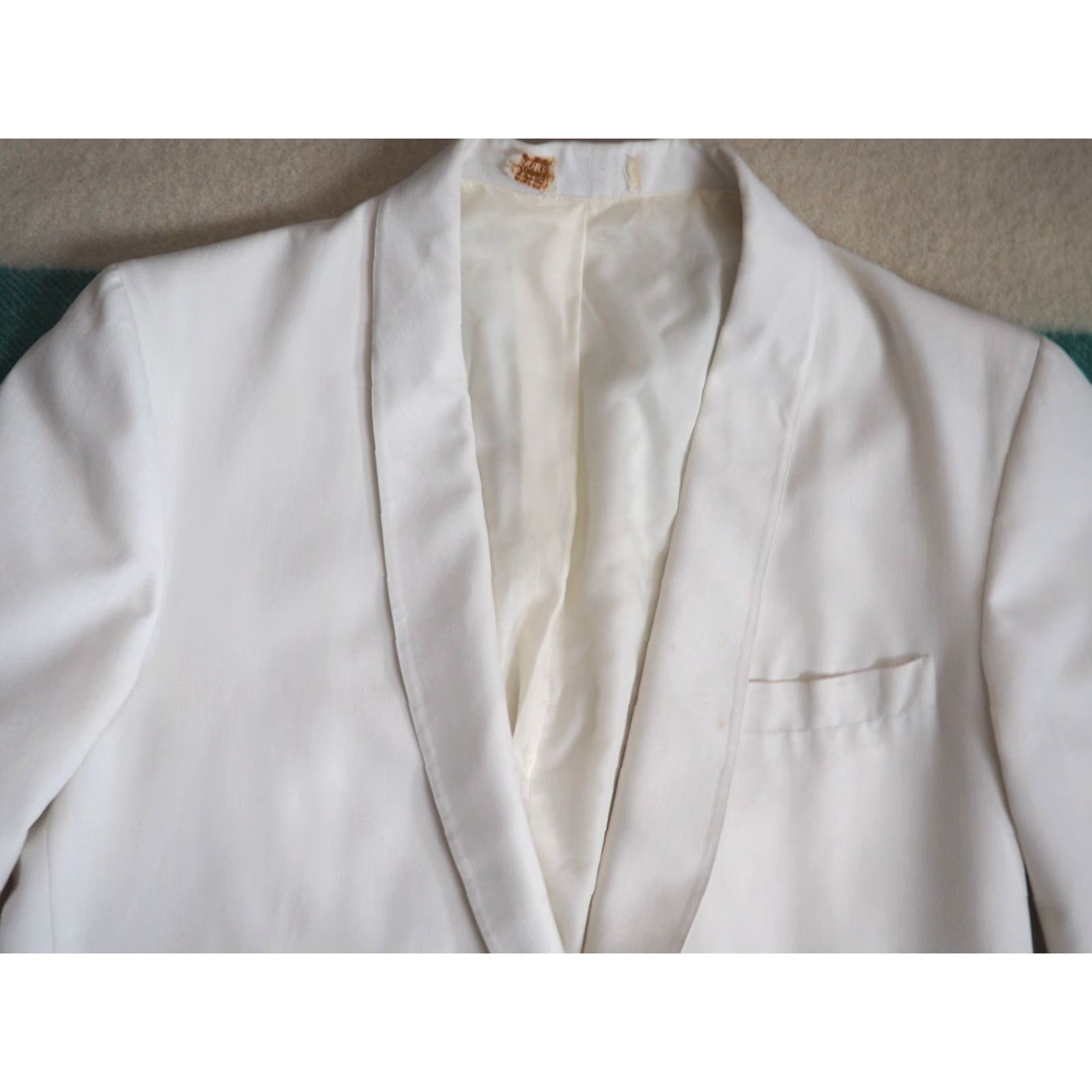 After Six VTG 50s AfterSix Rudofker White Rockabilly Distress Button Blazer Gab Jacket 42R Size 42R - 3 Thumbnail