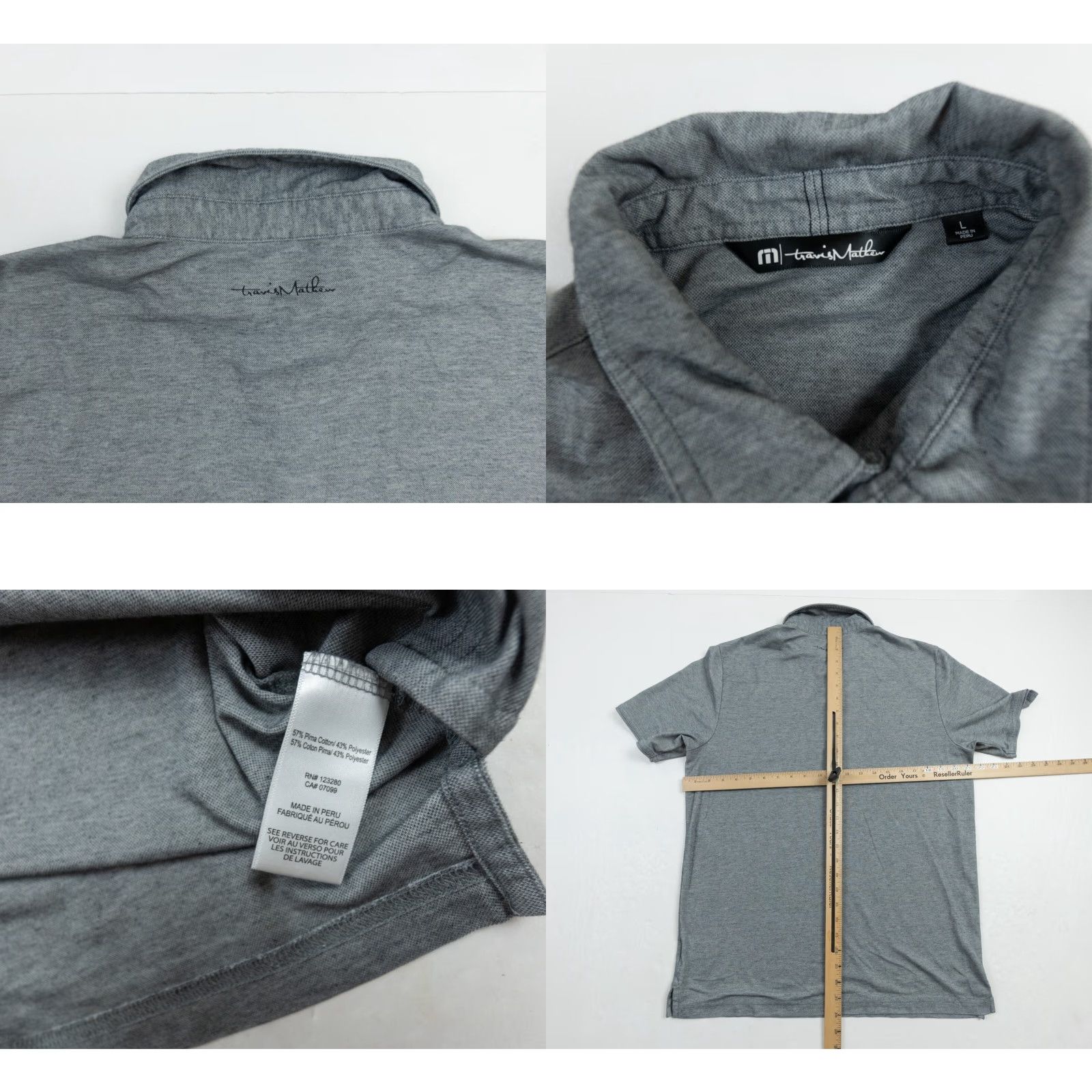 TravisMathew Travis Mathew Polo Shirt Men's Large Gray Short Sleeve Collared Golf Adult FLAW Size US L / EU 52-54 / 3 - 8 Thumbnail