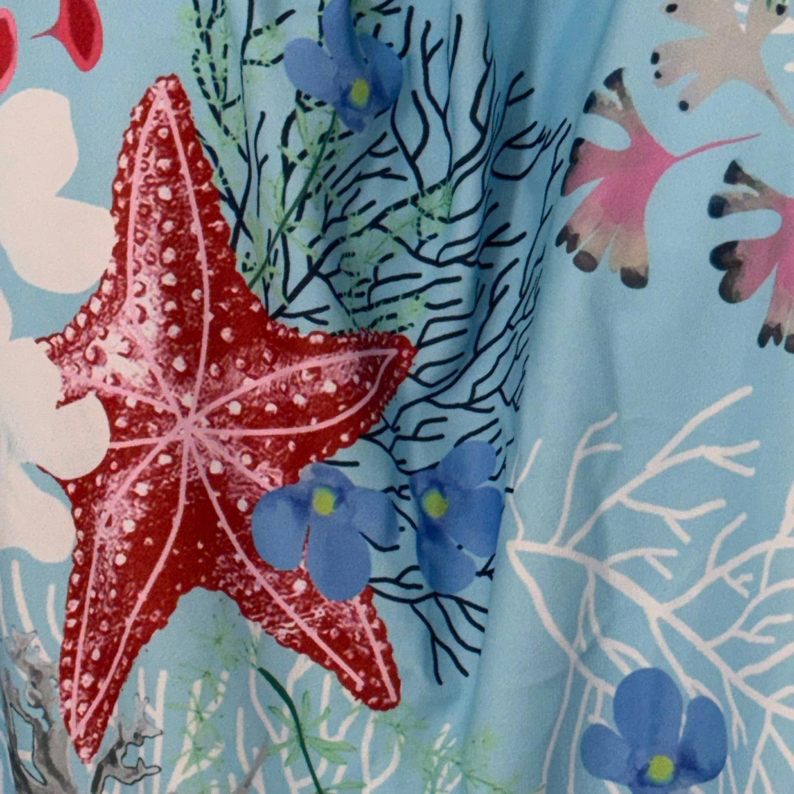 Other Sky Blue Marine Life Print Tie Tankini Size 1X Size ONE SIZE - 5 Thumbnail
