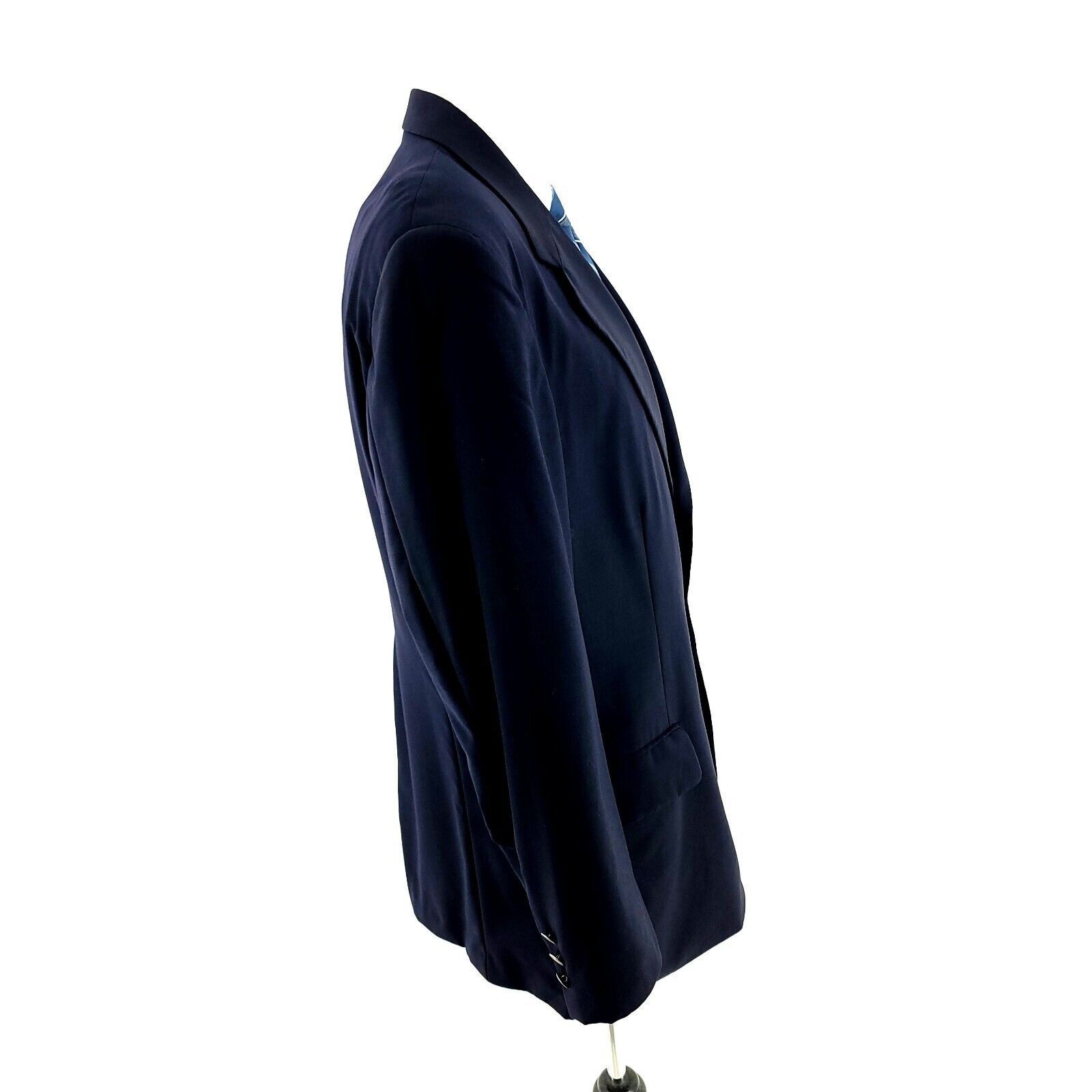 Savile Row DAMAGED Savile Row Wool 3 Gold Button Blazer 42R Blue Size 42R - 9 Thumbnail