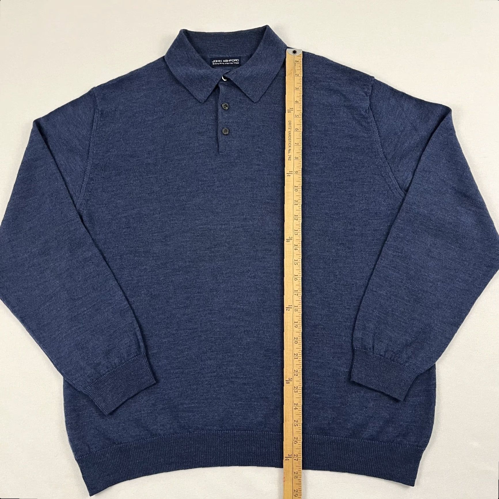 Vintage VINTAGE John Ashford Sweater Polo Mens XL Merino Wool Blue Jumper Academia Old Money VTG Size US XL / EU 56 / 4 - 3 Thumbnail