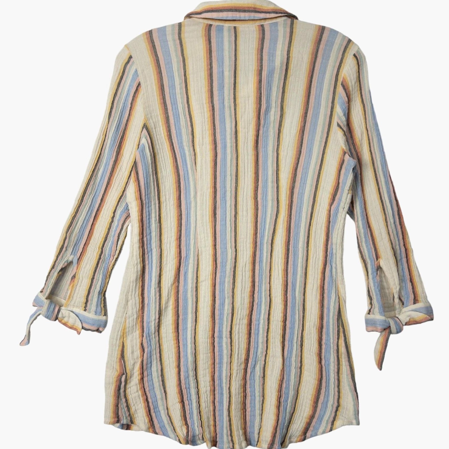 Soft Surroundings Soft Surroundings Senna Gauze Tunic Shirt Womens Small Button-Up Collar Striped Size S / US 4 / IT 40 - 2 Thumbnail