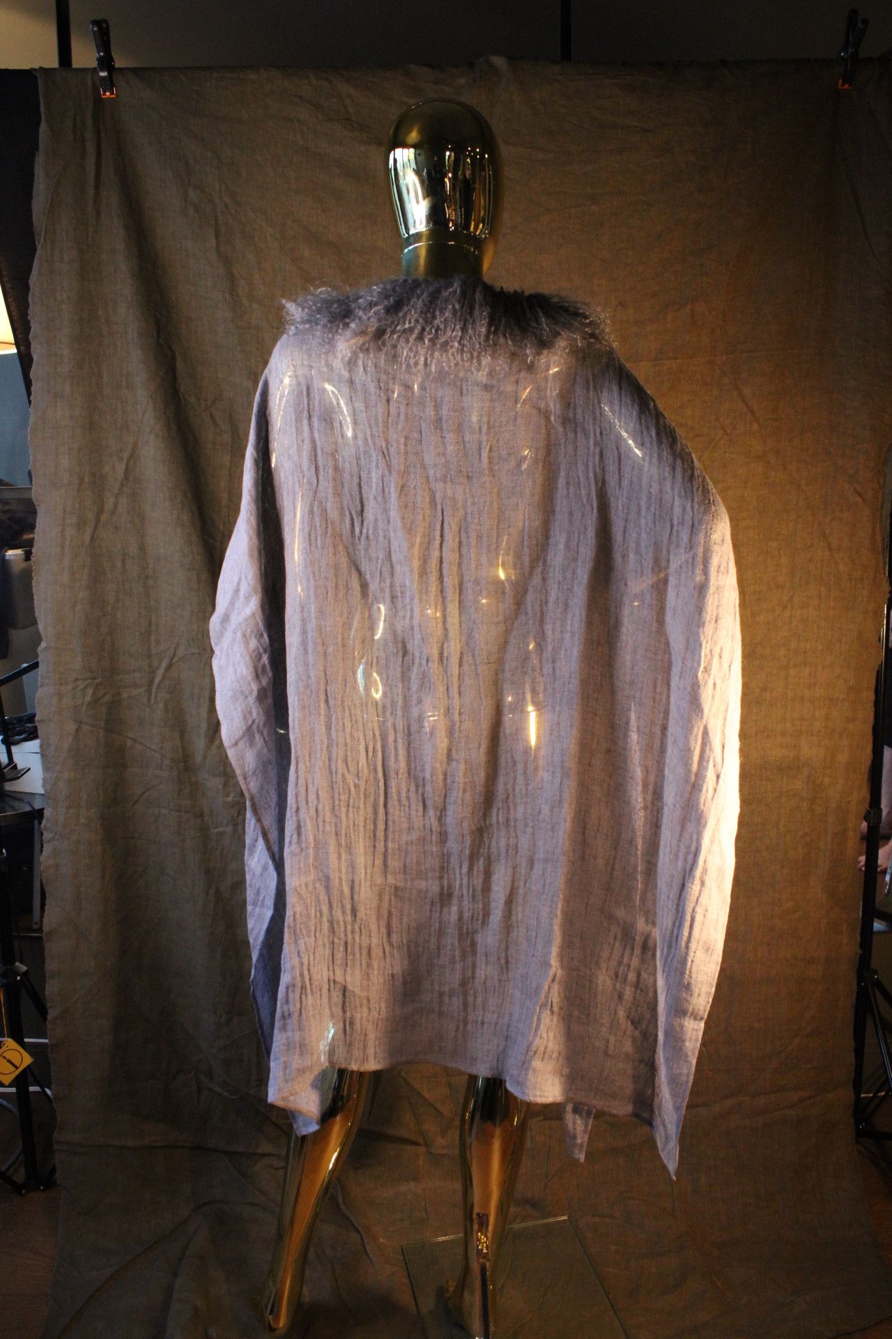 Other Gray linen poncho Real Mongolian fur collar Size US XS / EU 42 / 0 - 9 Thumbnail