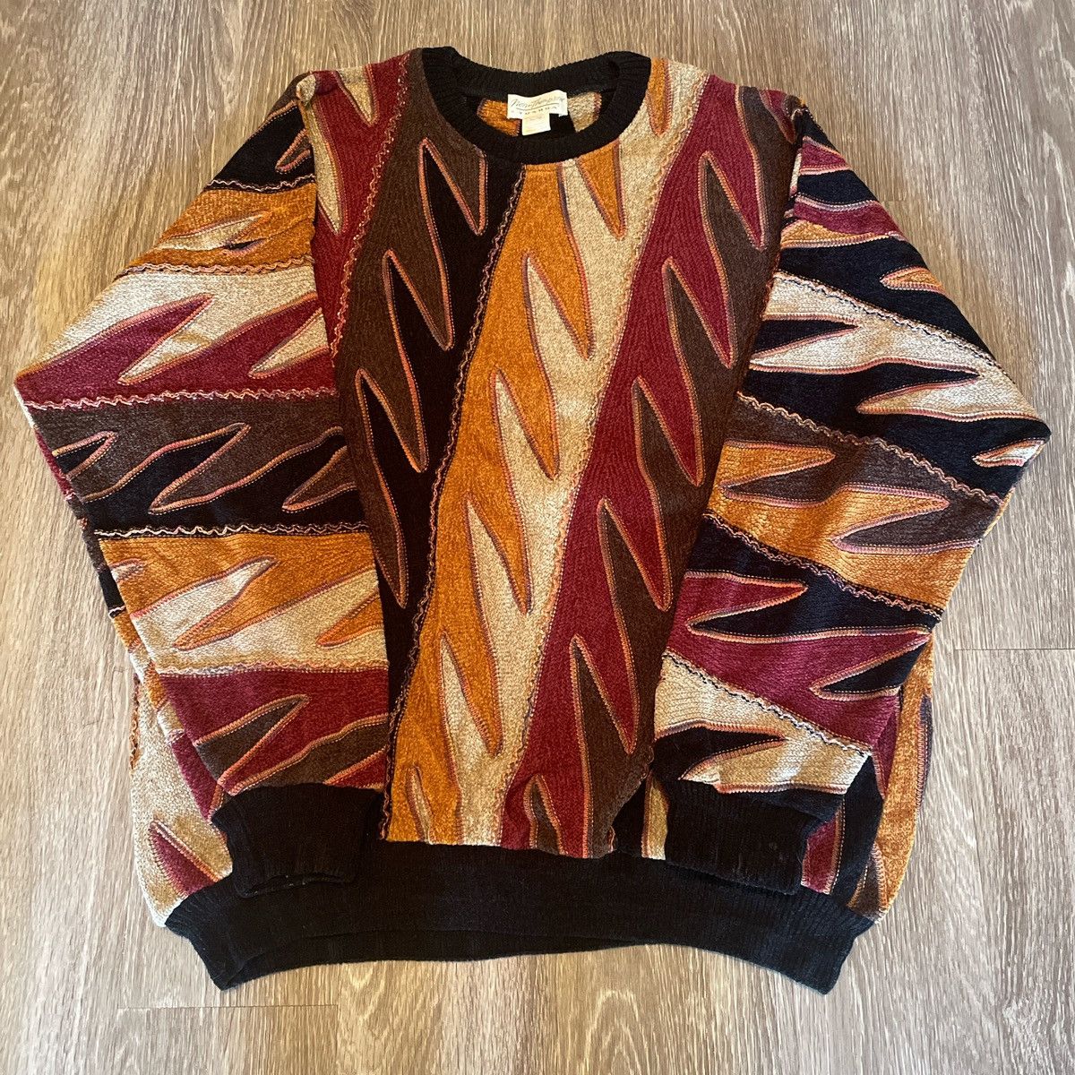 image of Crazy Vintage Coogi Style Tundra 3D Knit Sweater Xl, Men's