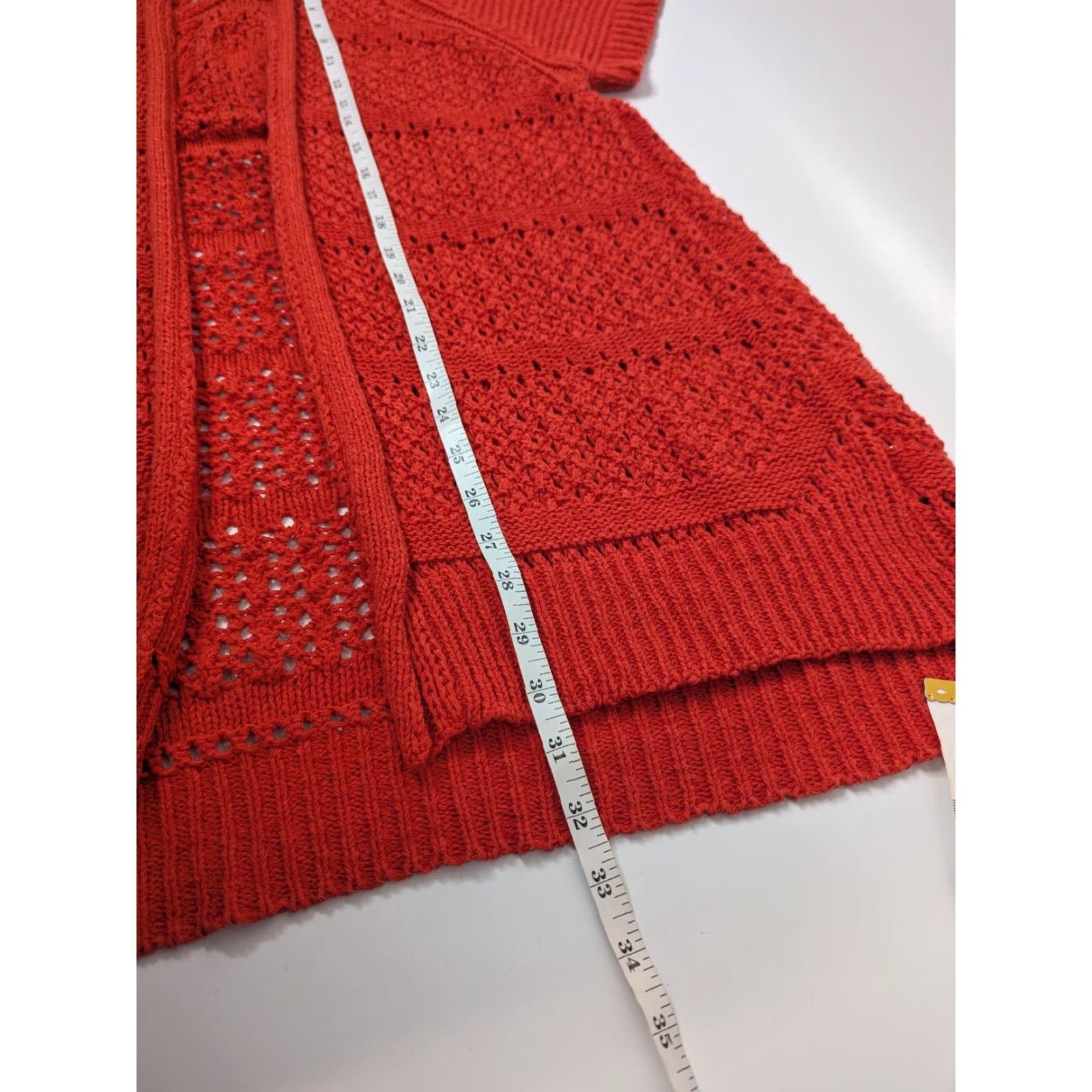 Vintage Guinevere Cardigan Short Sleeve Open Knit Orange Size L Knitting Knit Open-Crochet Boho 90s Y2K Womens Sweater Size L / US 10 / IT 46 - 3 Thumbnail