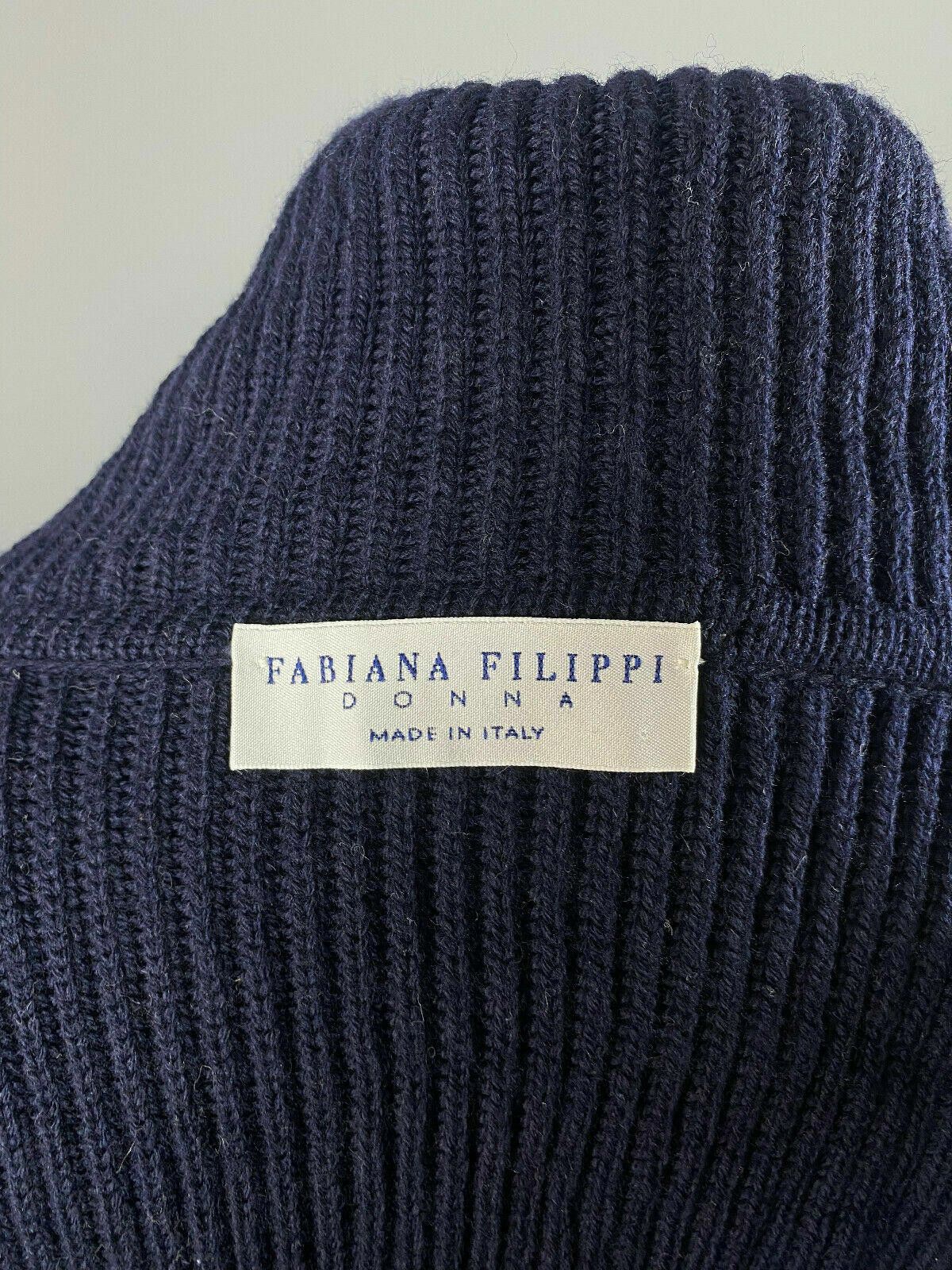 Designer Fabiana Filippi Navy Blue Wool Sweater Cardigan Size 48 Size M / US 6-8 / IT 42-44 - 7 Thumbnail