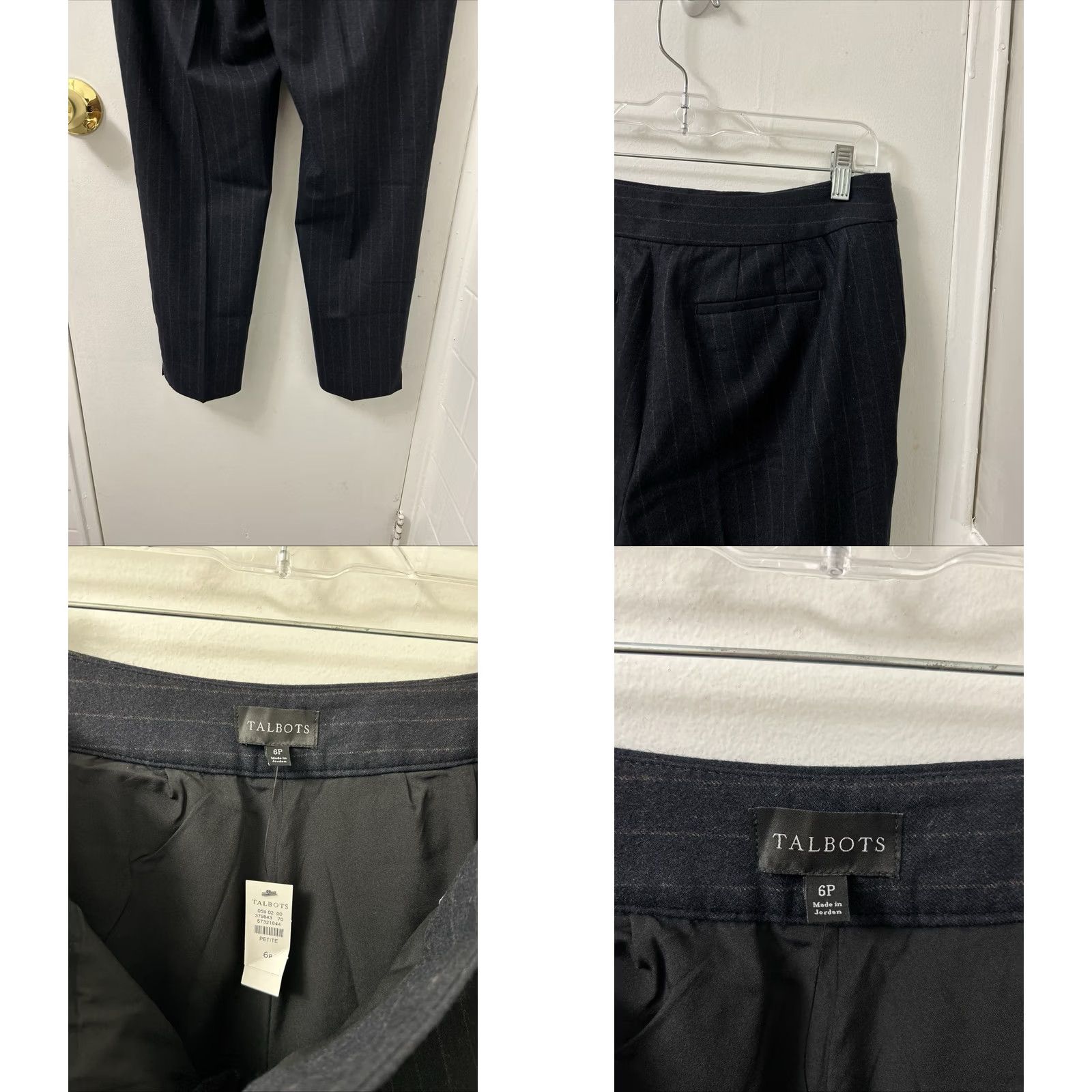 Talbots VINTAGEless Talbots Pants Womens 6P 31x26 Black Wool Blend Pinstripe NWT Petite Tapered Dress Pants Womens Size 28" / US 6 / IT 42 - 8 Thumbnail