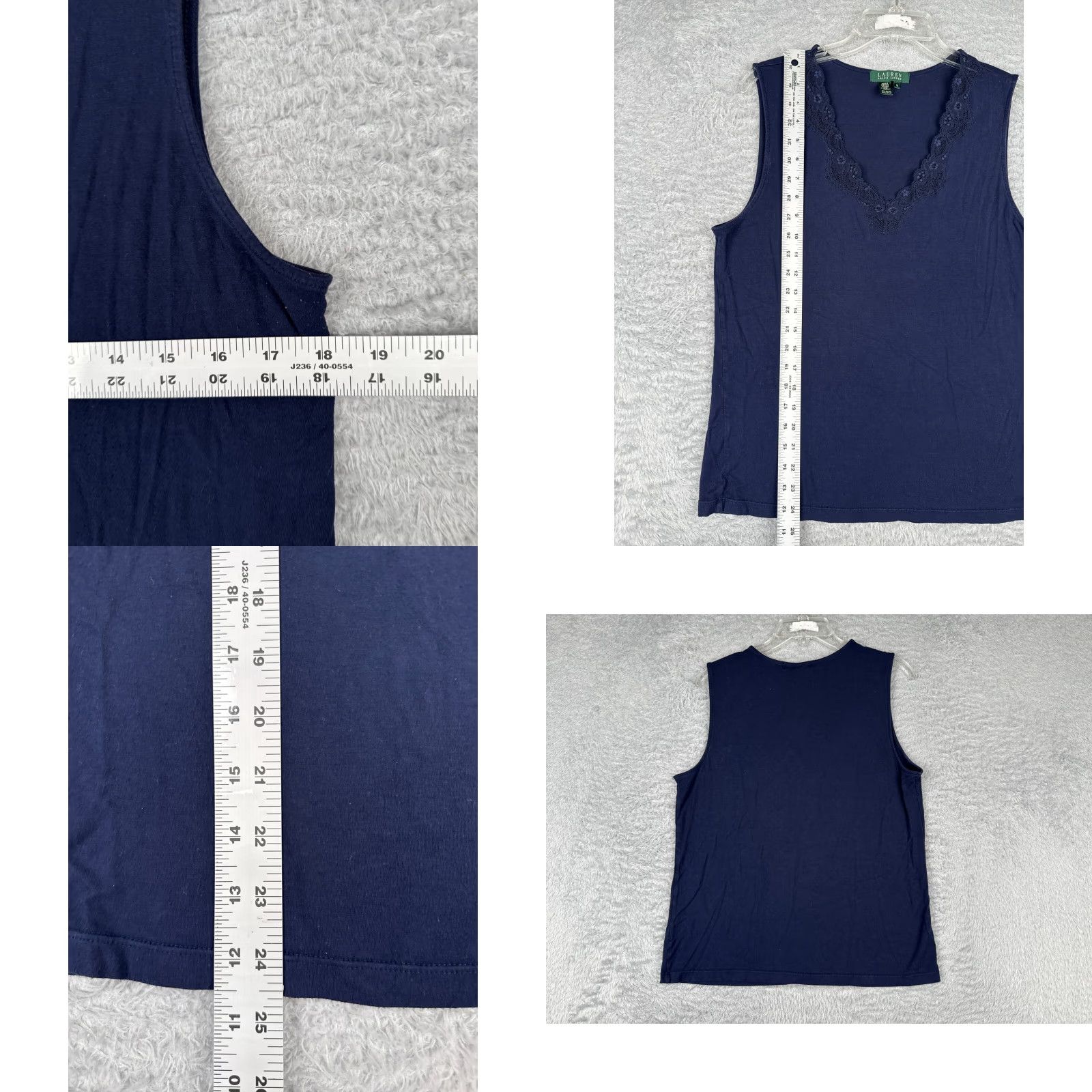 Ralph Lauren Lauren Ralph Lauren Tank Shirt Womens 1X Blue Floral Lace V-Neck Rayon Blend Size XL / US 12-14 / IT 48-50 - 8 Thumbnail