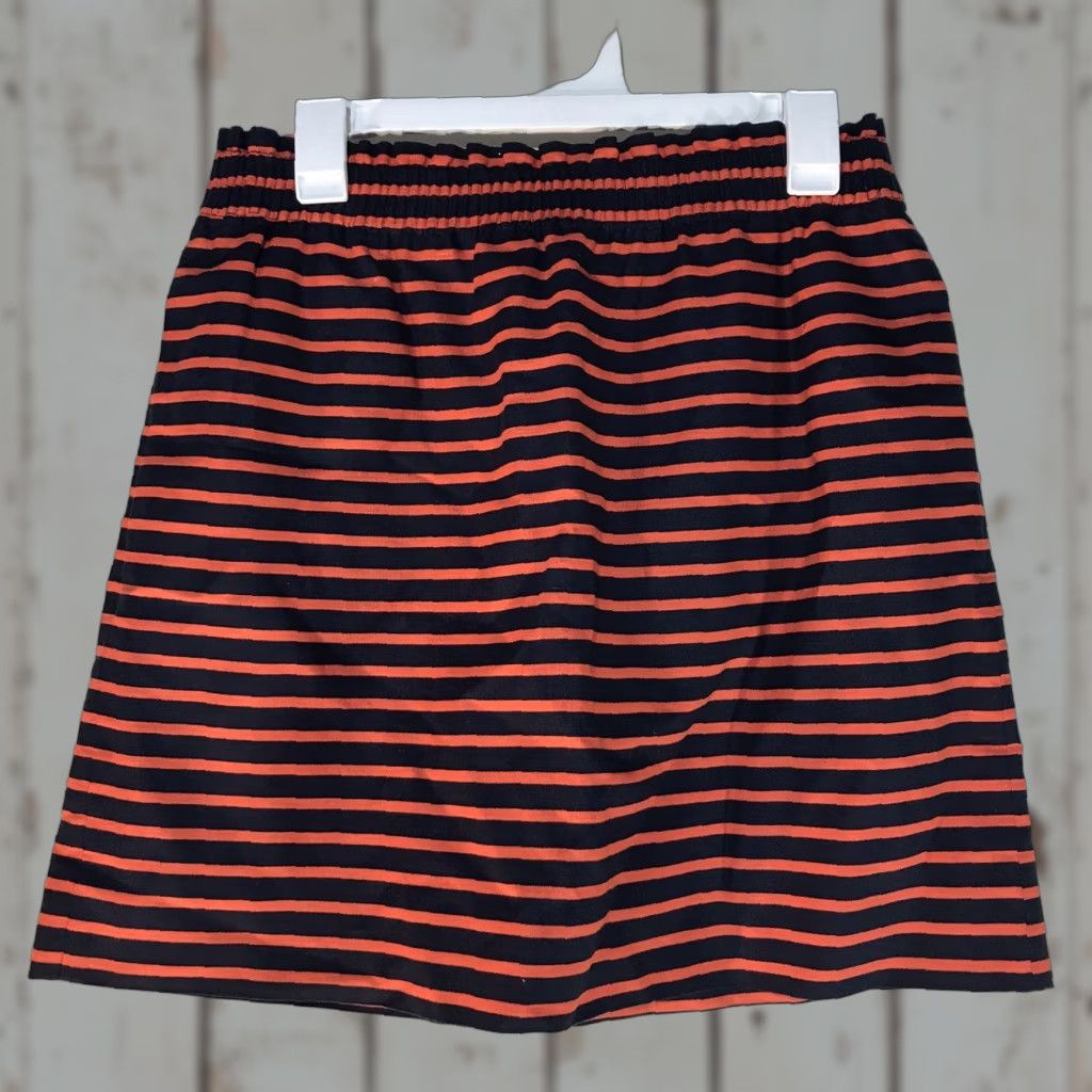 J.Crew J.CREW Striped Pull On Above Knee Skirt with Pockets Women's Size 8 Navy/Orange Size 30" / US 8 / IT 44 - 1 Thumbnail